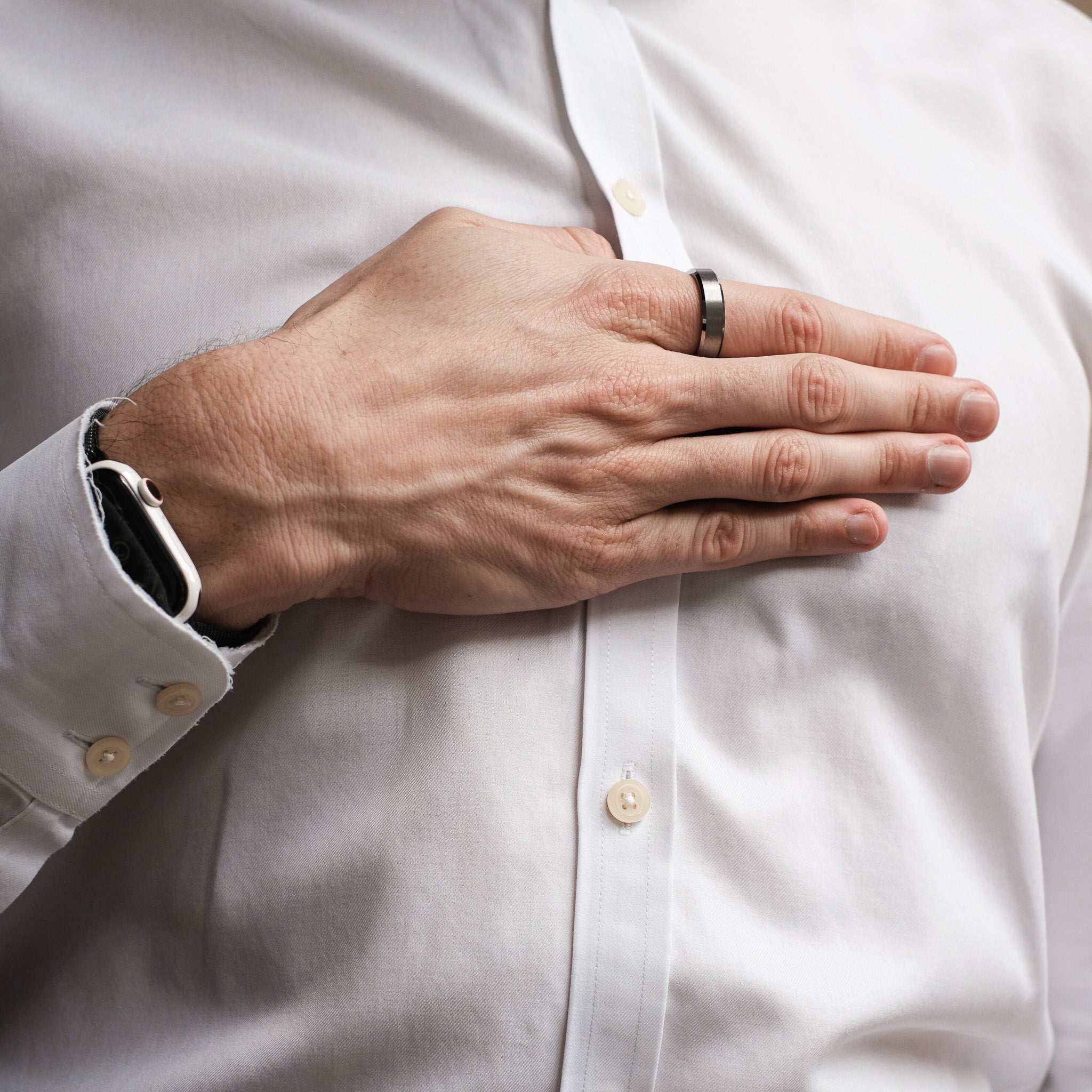 The Silver Knight - Silver 6mm Brushed Tungsten Beveled Ring