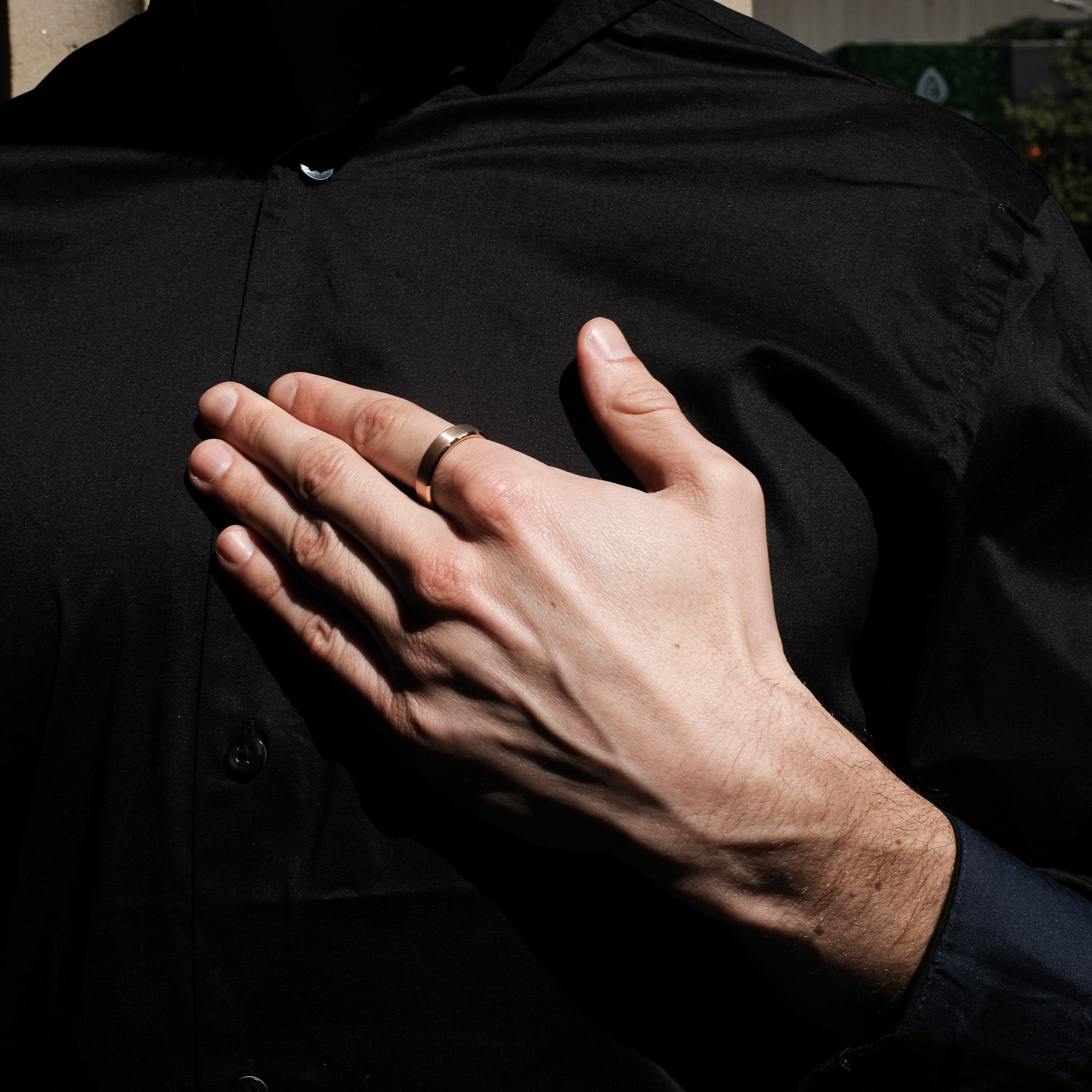 The Luxe - Rose Gold Brushed Beveled Tungsten Ring