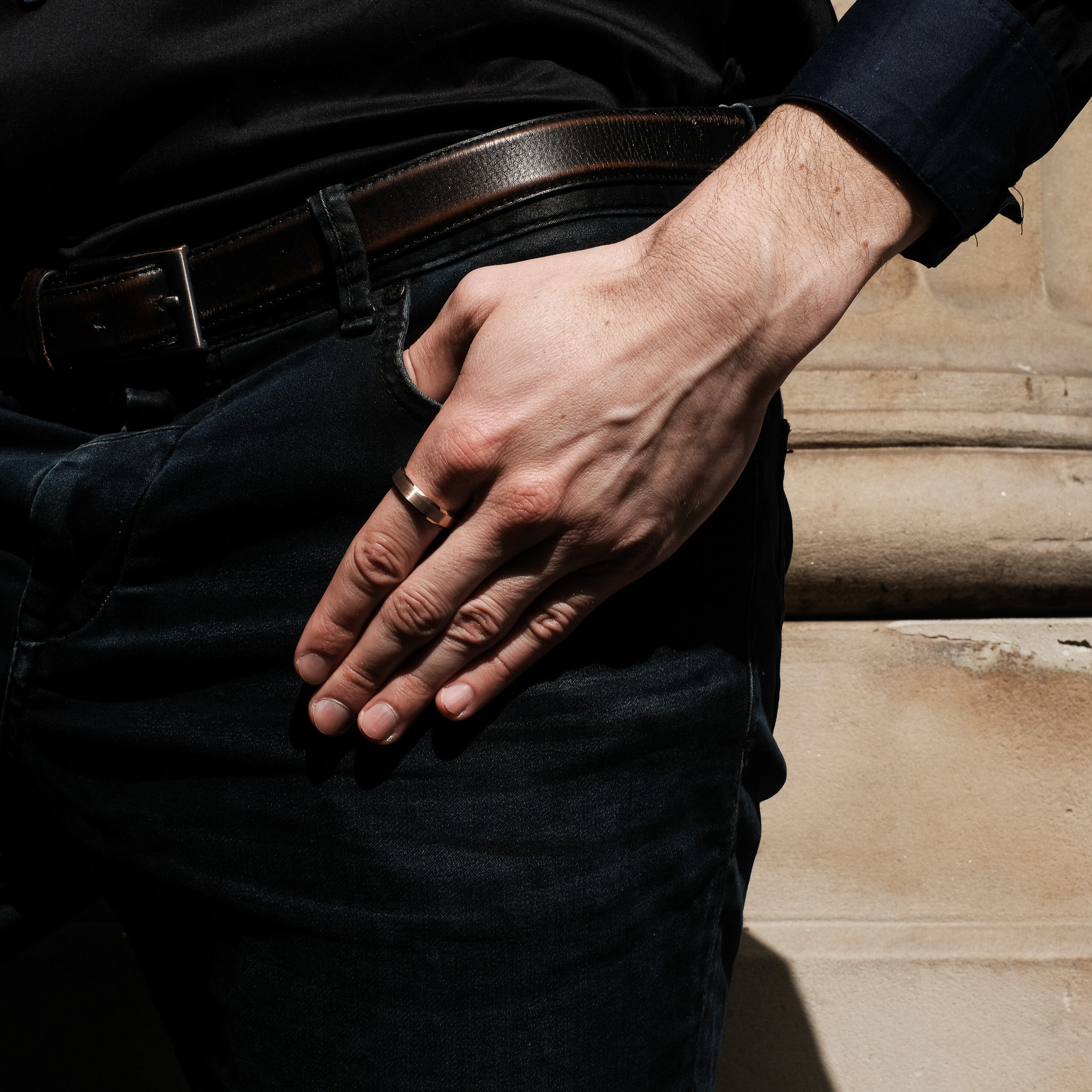 The Luxe - Rose Gold Brushed Beveled Tungsten Ring