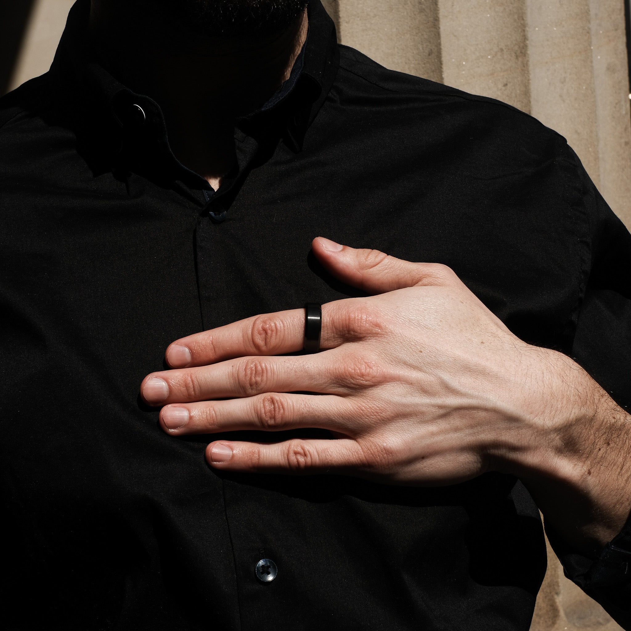 The Darknight - Black 8mm Brushed Tungsten Beveled Ring