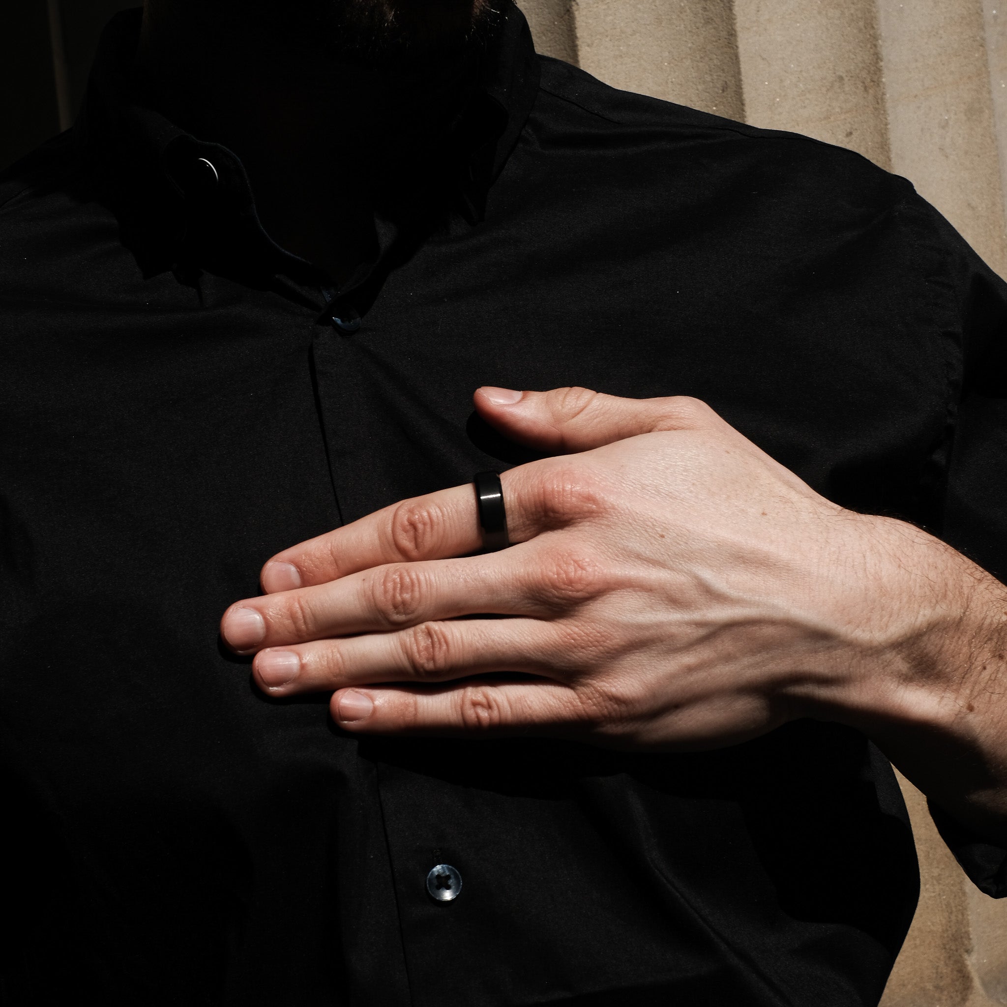 The Darknight - Black 8mm Brushed Tungsten Beveled Ring