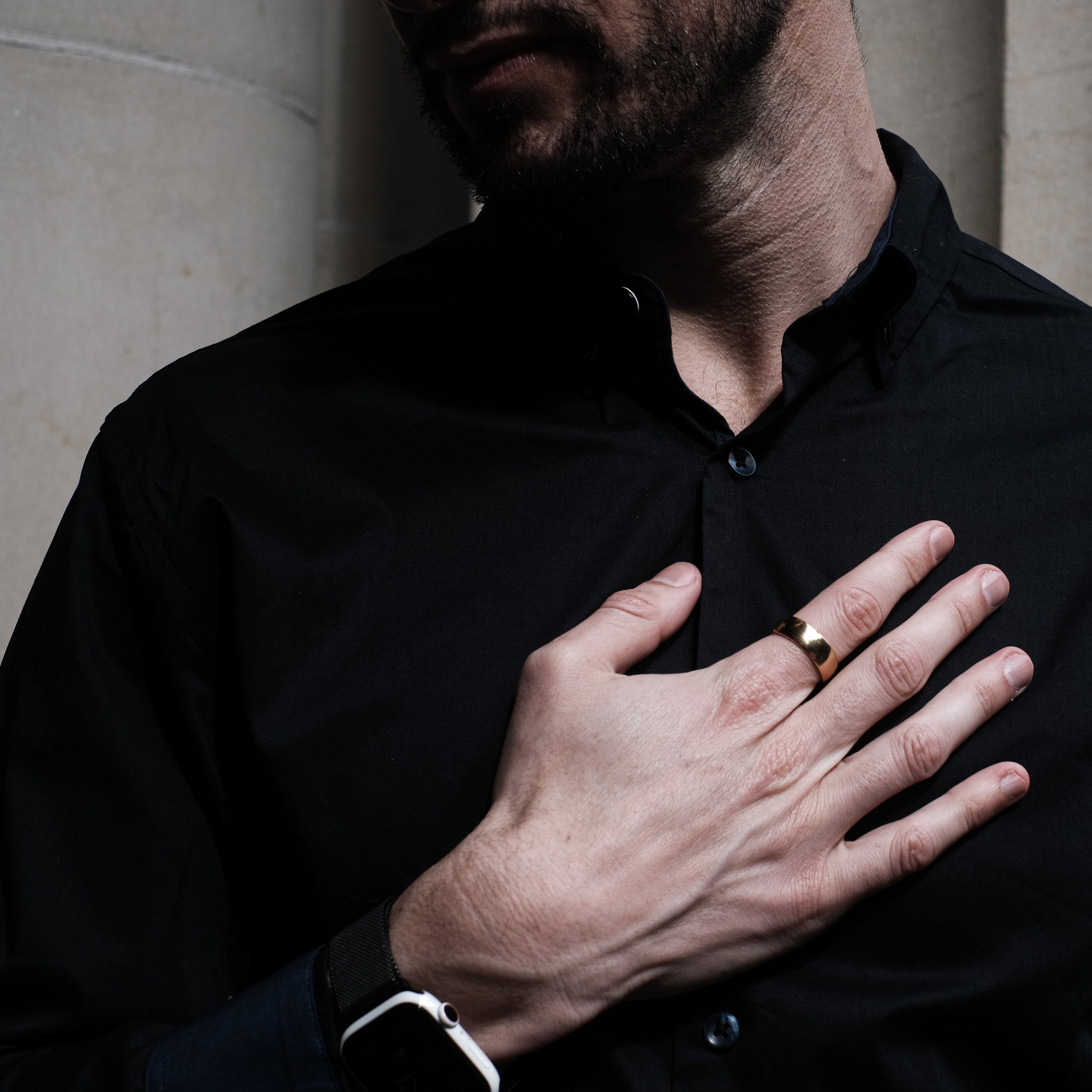 The Bond - Gold 8mm Tungsten Gloss Finish Curved Ring