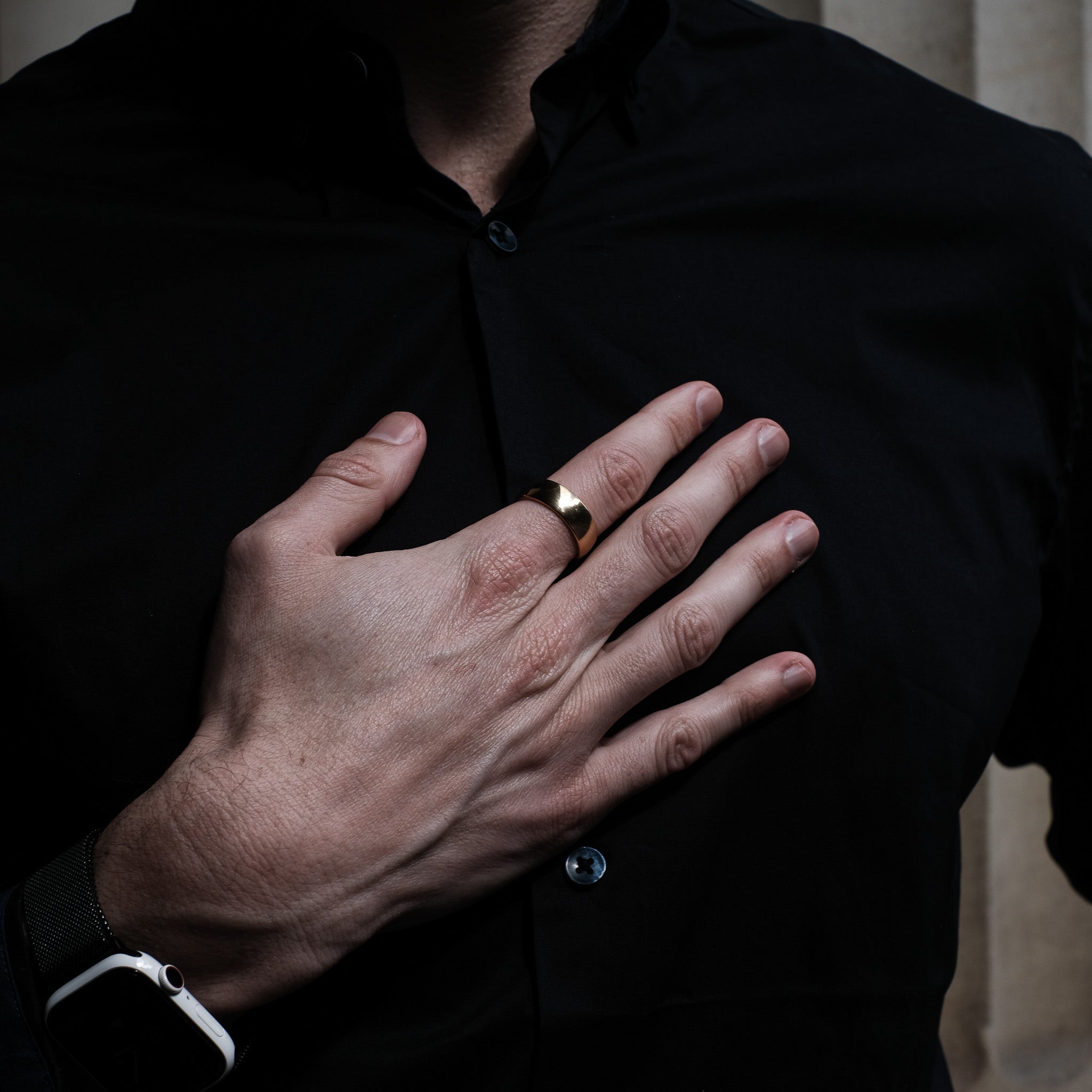 The Bond - Gold 8mm Tungsten Gloss Finish Curved Ring