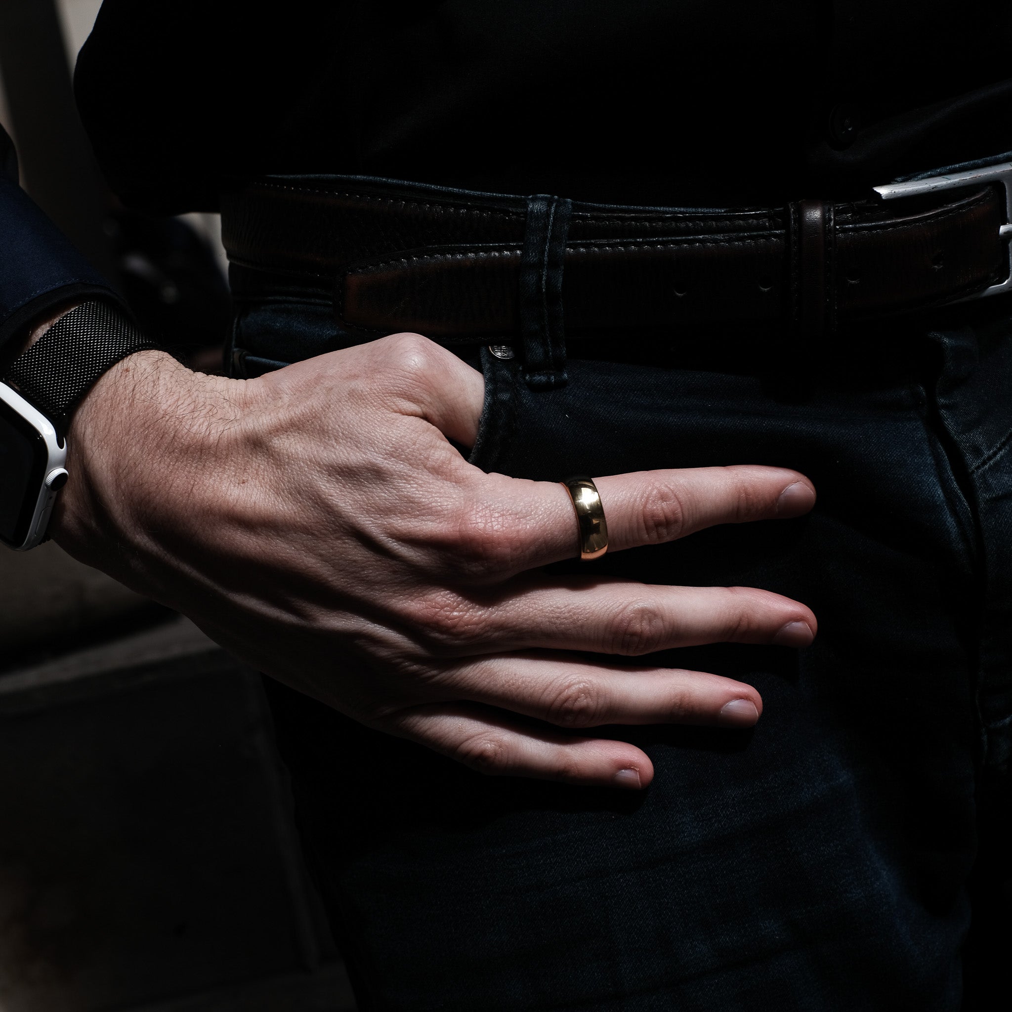 The Bond - Gold 8mm Tungsten Gloss Finish Curved Ring