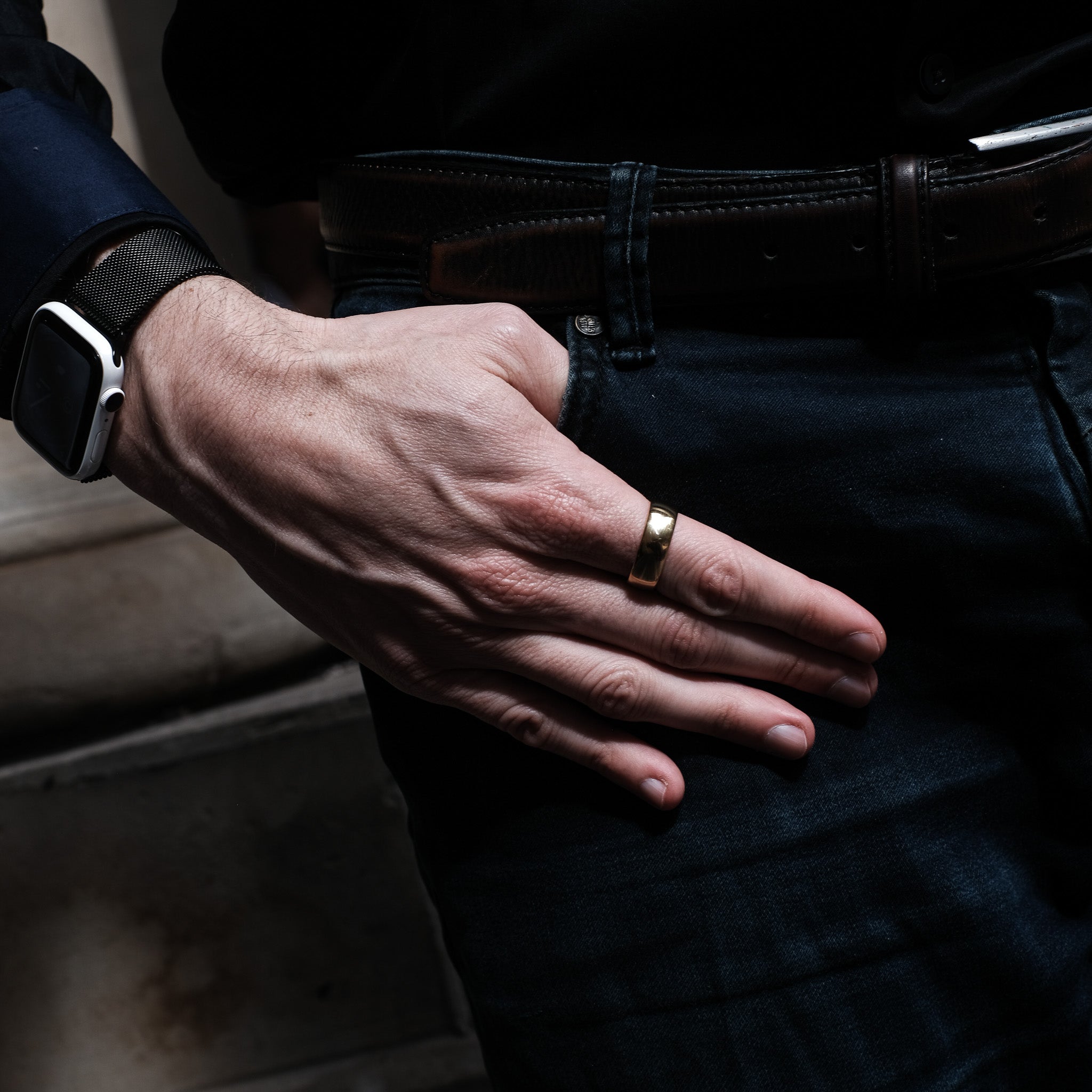 The Bond - Gold 8mm Tungsten Gloss Finish Curved Ring