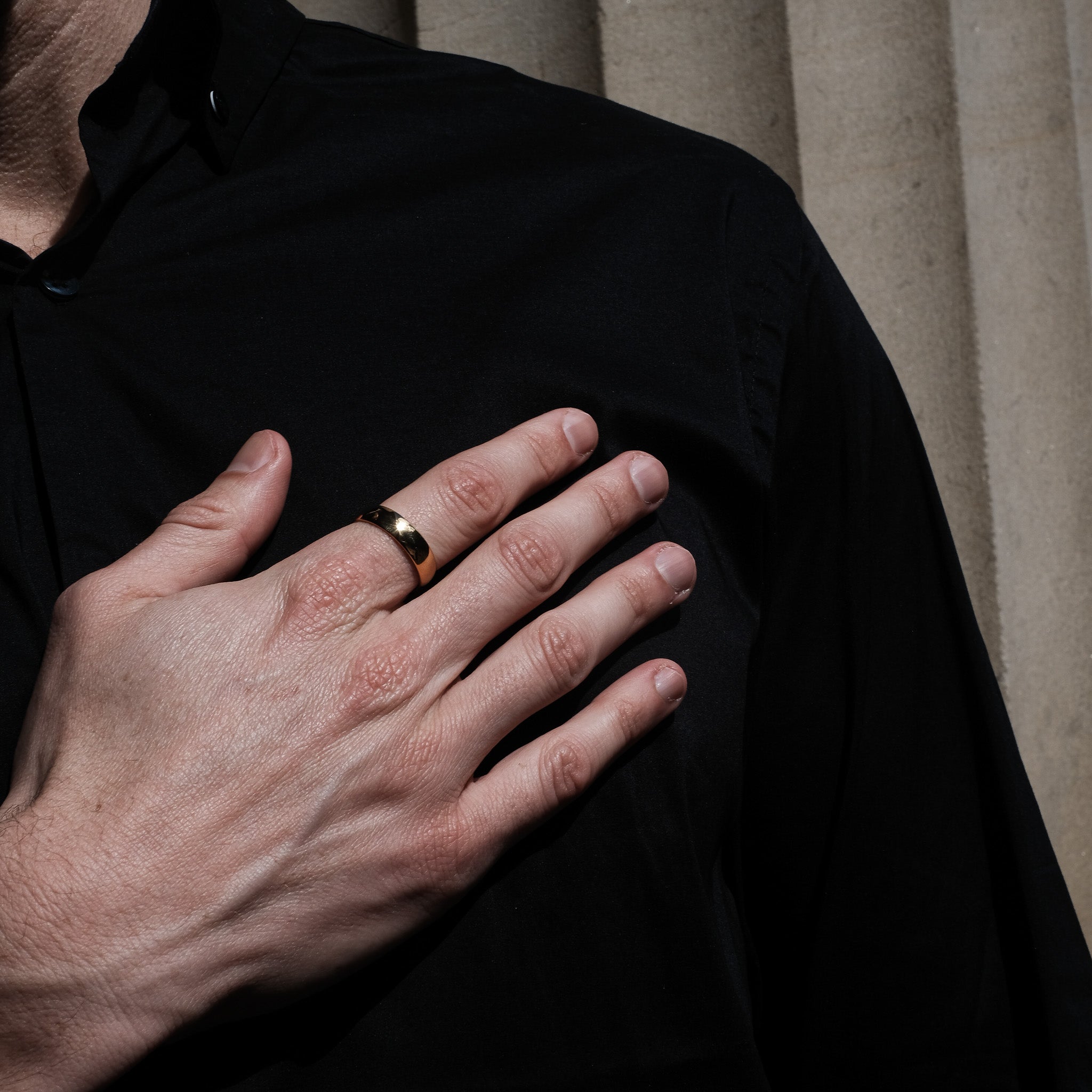 The Bond - Gold 6mm Tungsten Gloss Finish Curved Ring