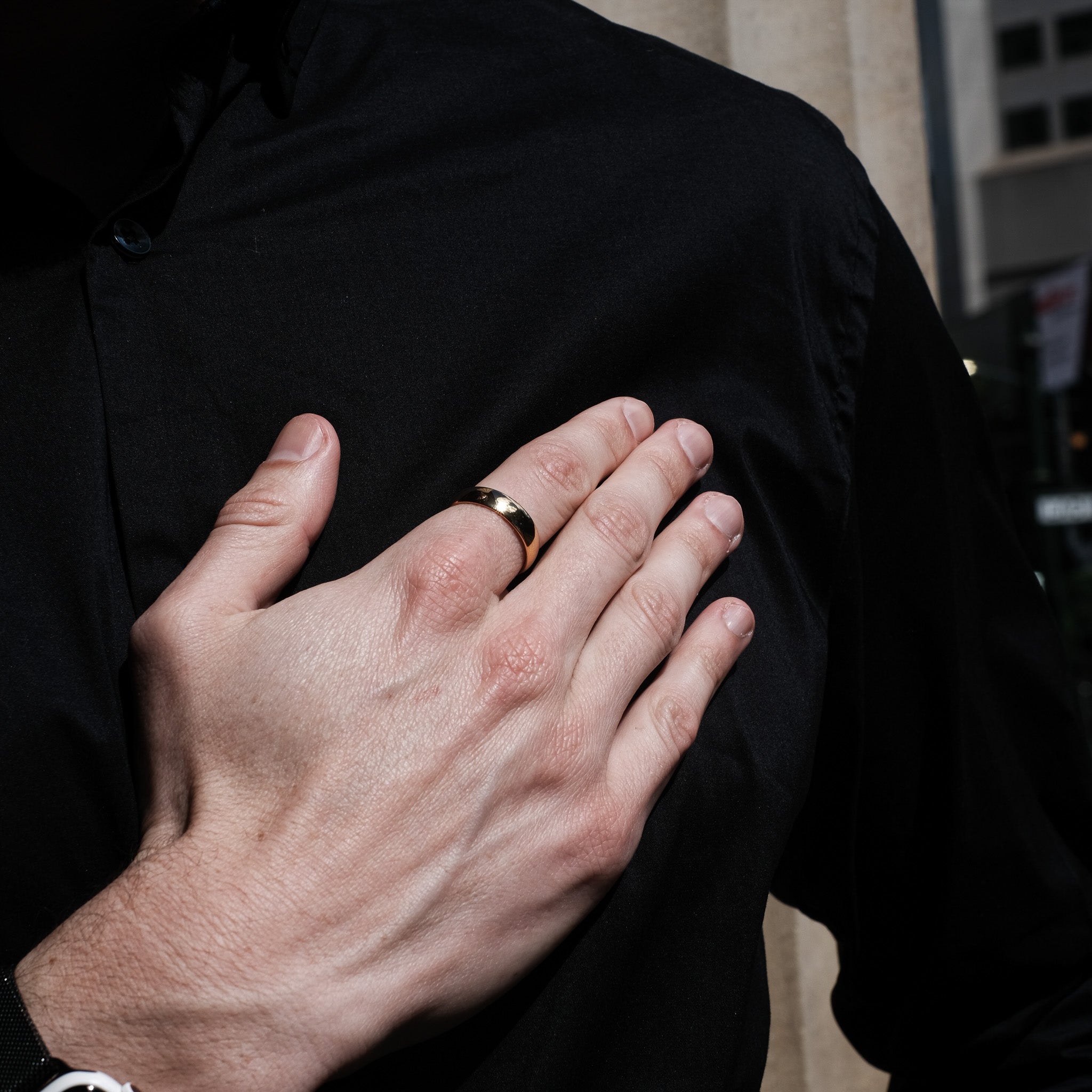 The Bond - Gold 6mm Tungsten Gloss Finish Curved Ring