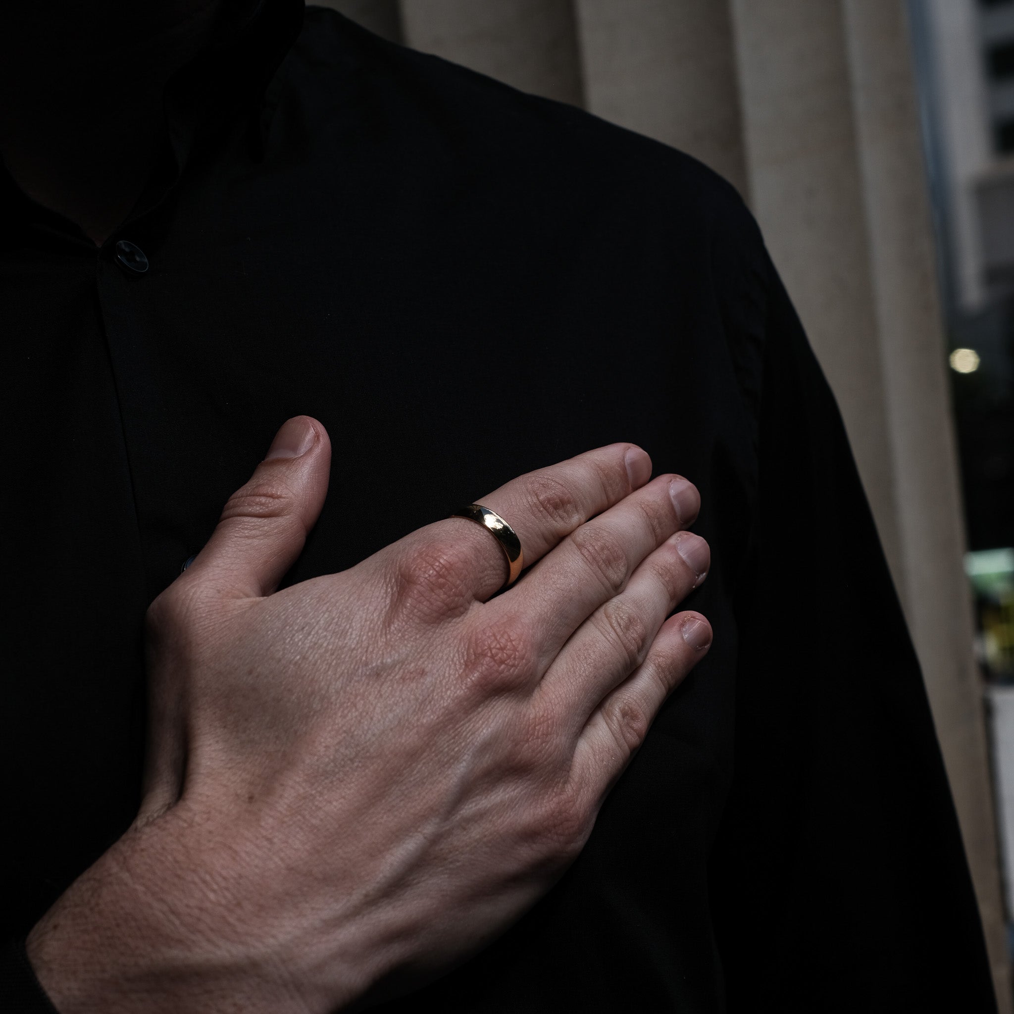 The Bond - Gold 6mm Tungsten Gloss Finish Curved Ring