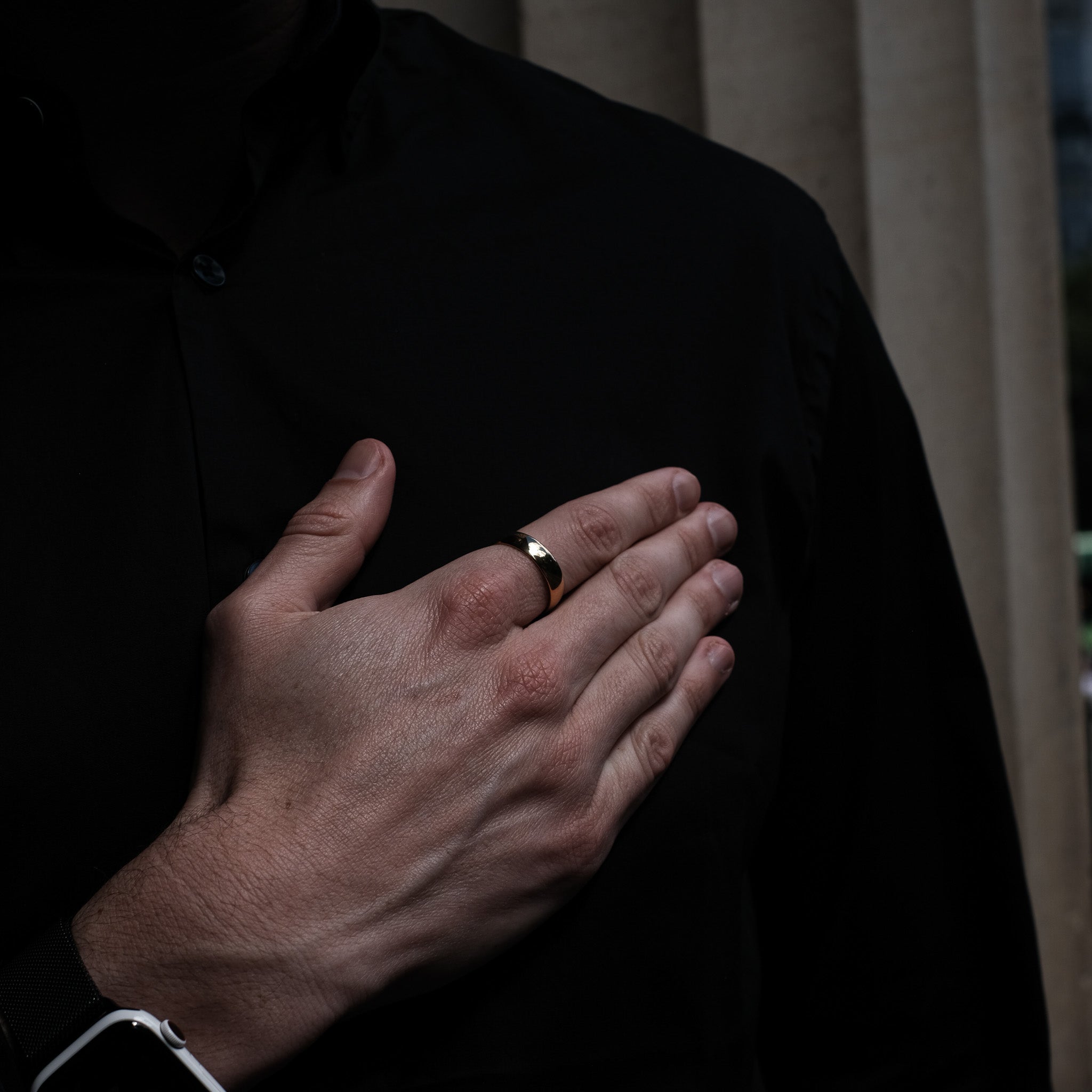 The Bond - Gold 6mm Tungsten Gloss Finish Curved Ring