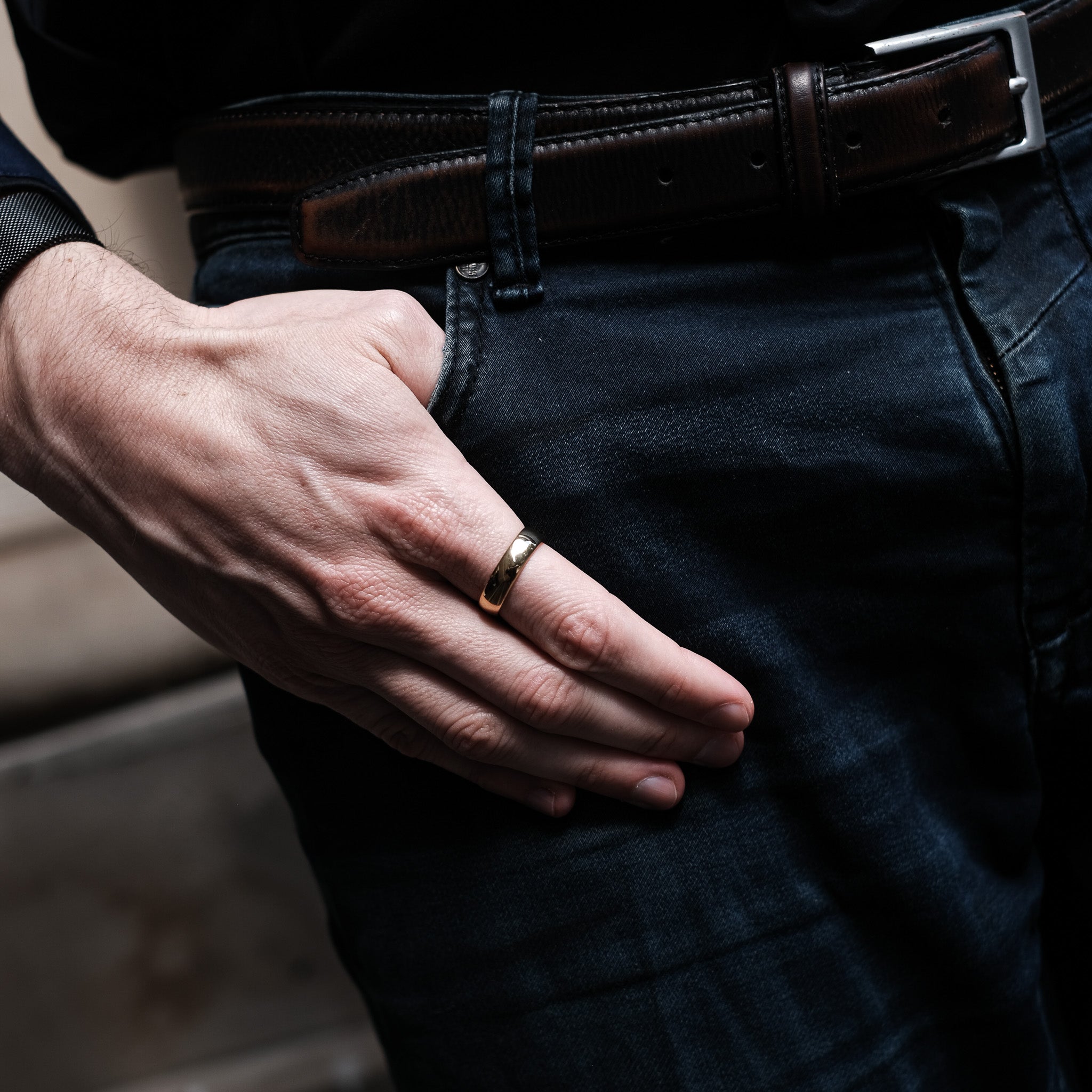 The Bond - Gold 6mm Tungsten Gloss Finish Curved Ring