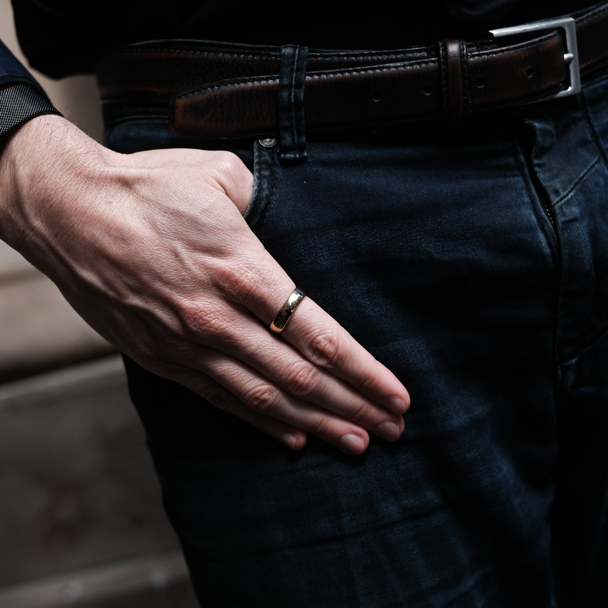 The Bond - Gold 6mm Tungsten Gloss Finish Curved Ring