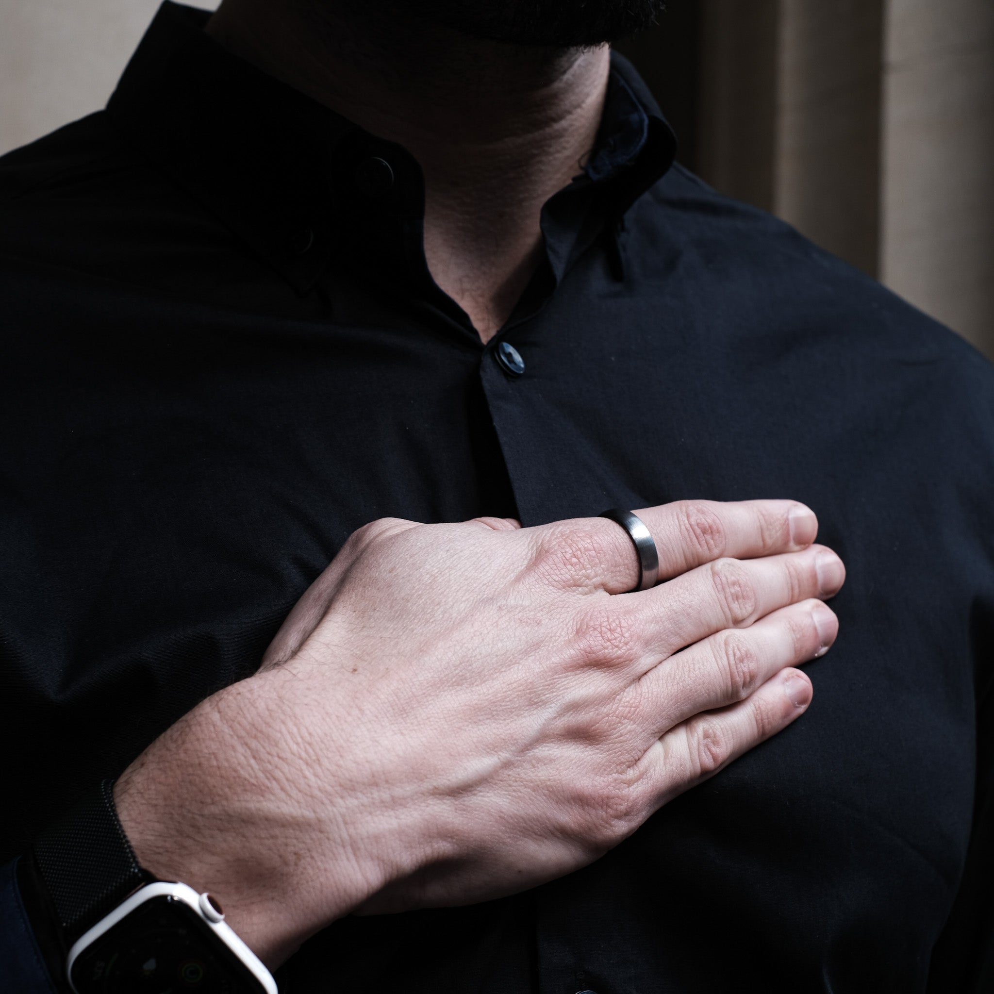 The Eloquent - Silver 6mm Brushed Tungsten Ring