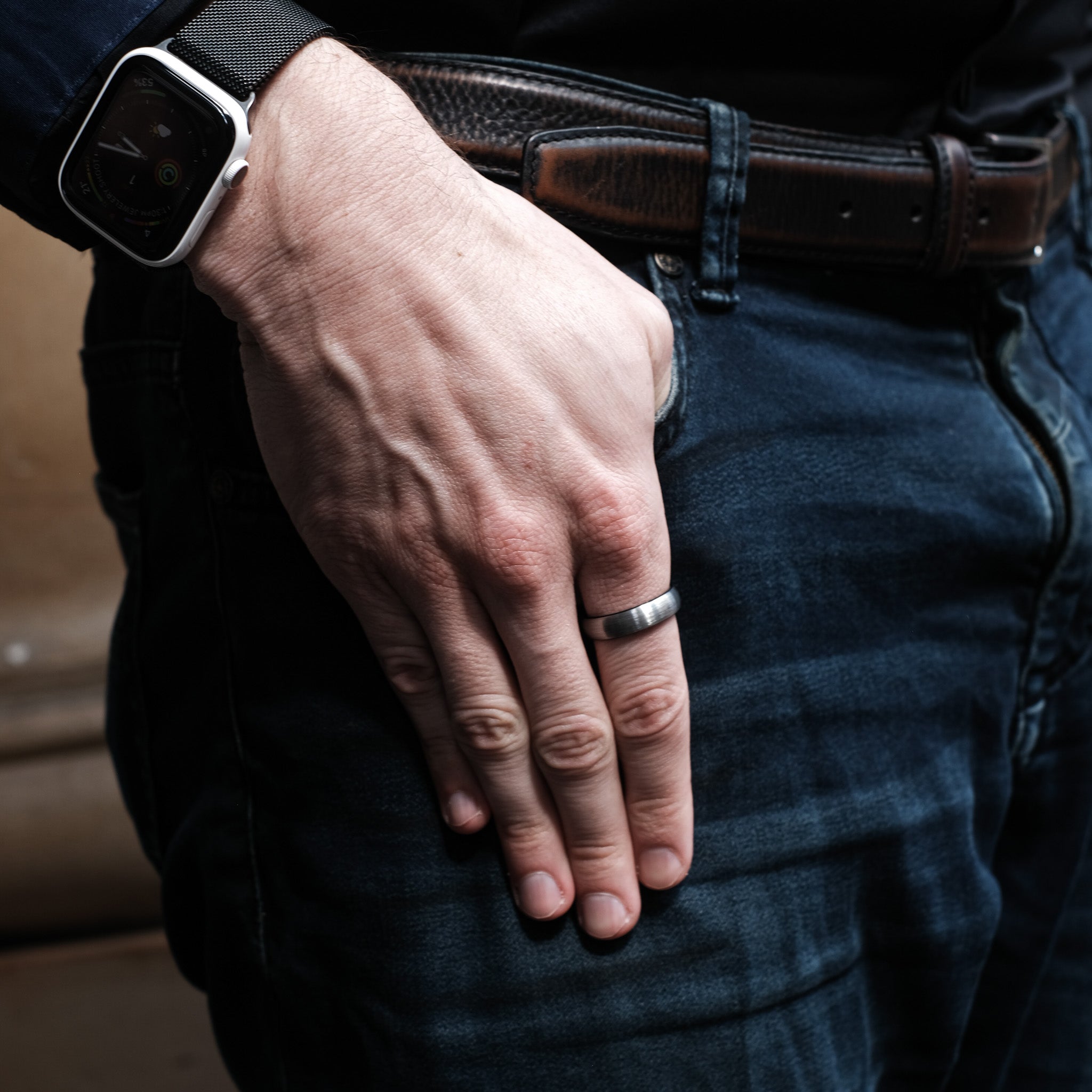 The Eloquent - Silver 6mm Brushed Tungsten Ring