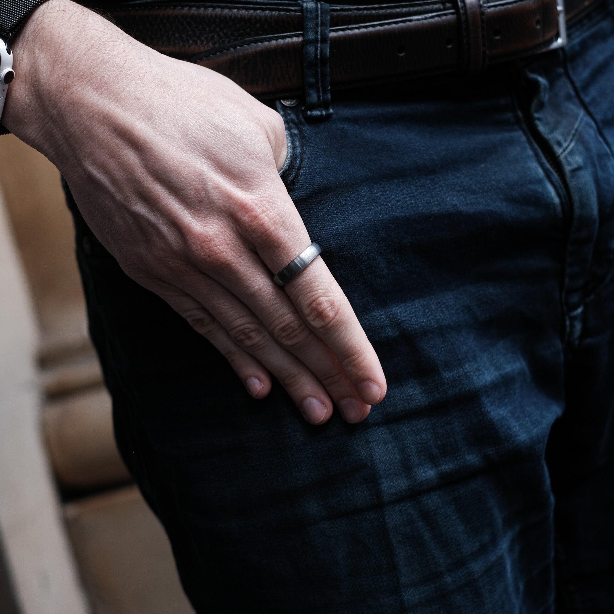 The Eloquent - Silver 6mm Brushed Tungsten Ring