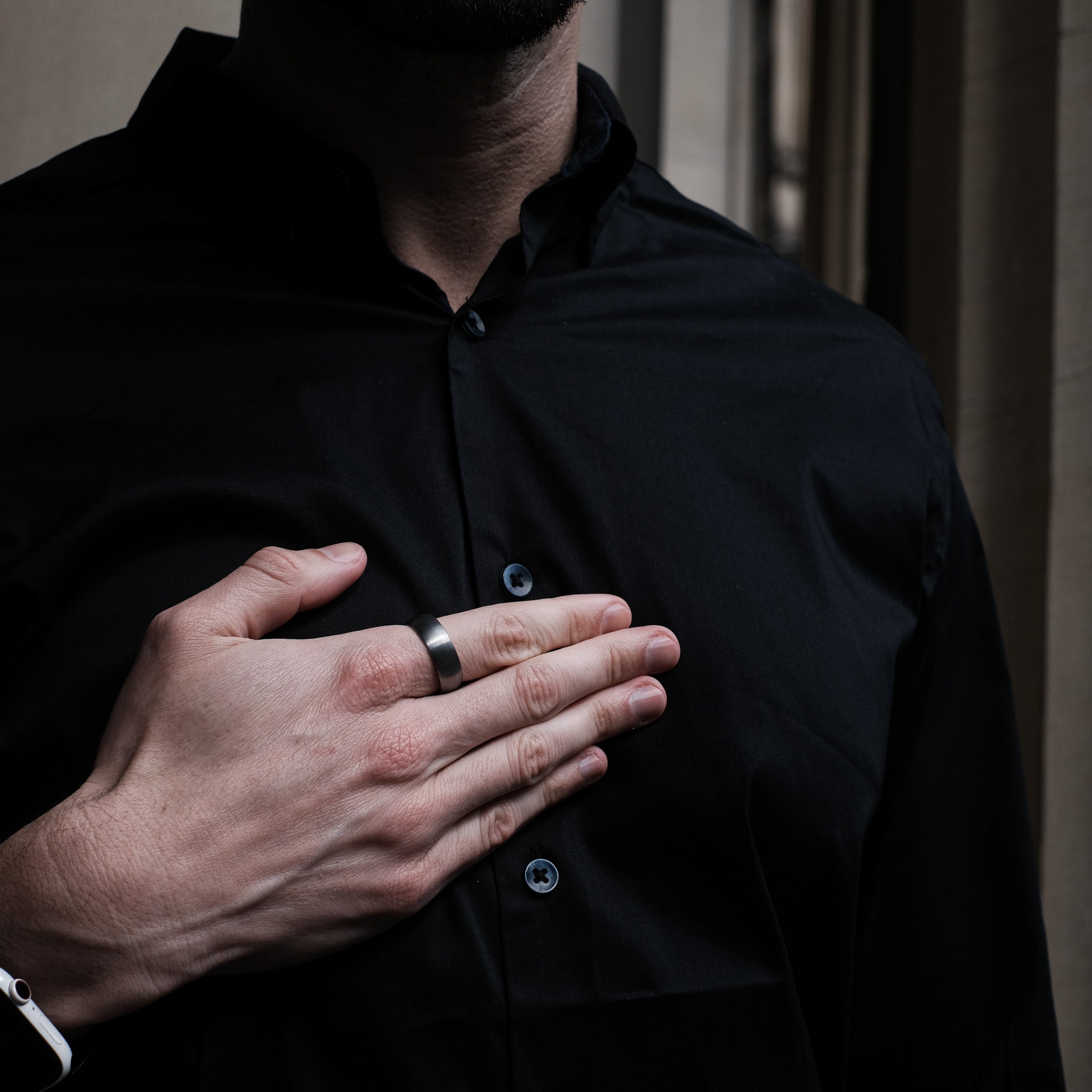 The Eloquent - Silver 8mm Brushed Tungsten Ring