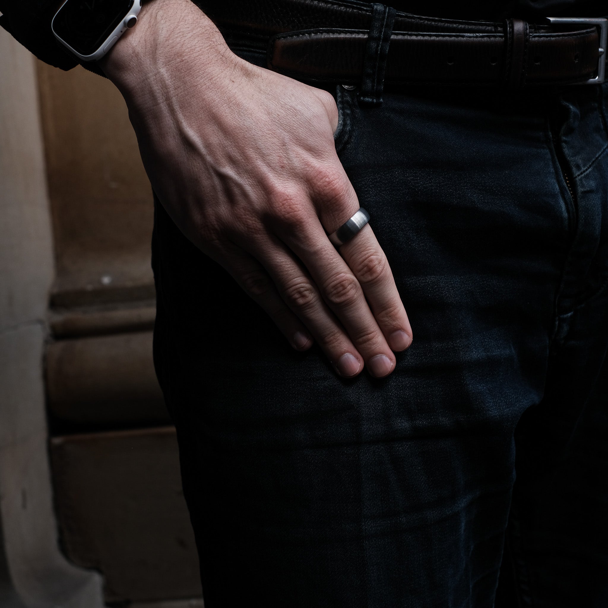 The Eloquent - Silver 8mm Brushed Tungsten Ring