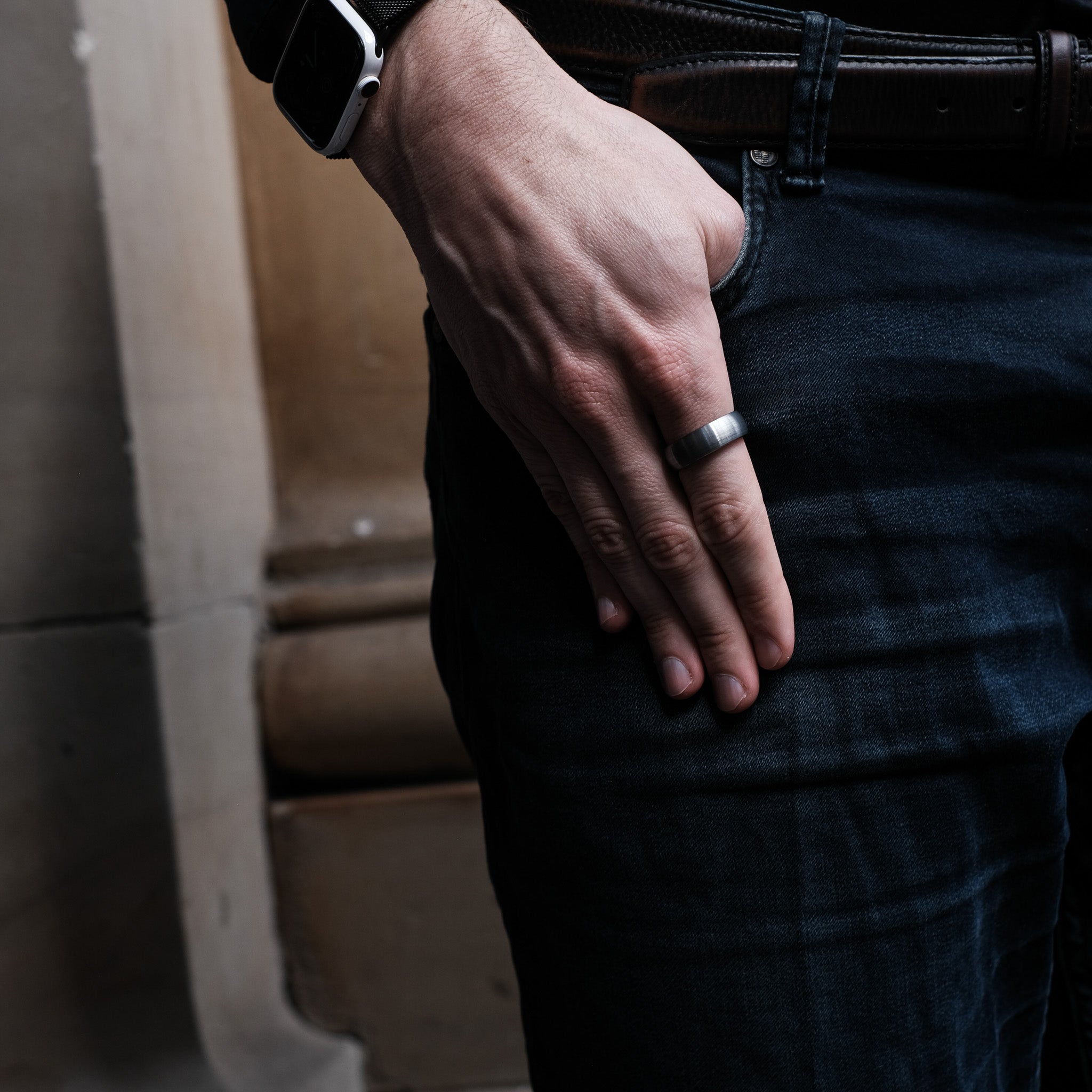 The Eloquent - Silver 8mm Brushed Tungsten Ring