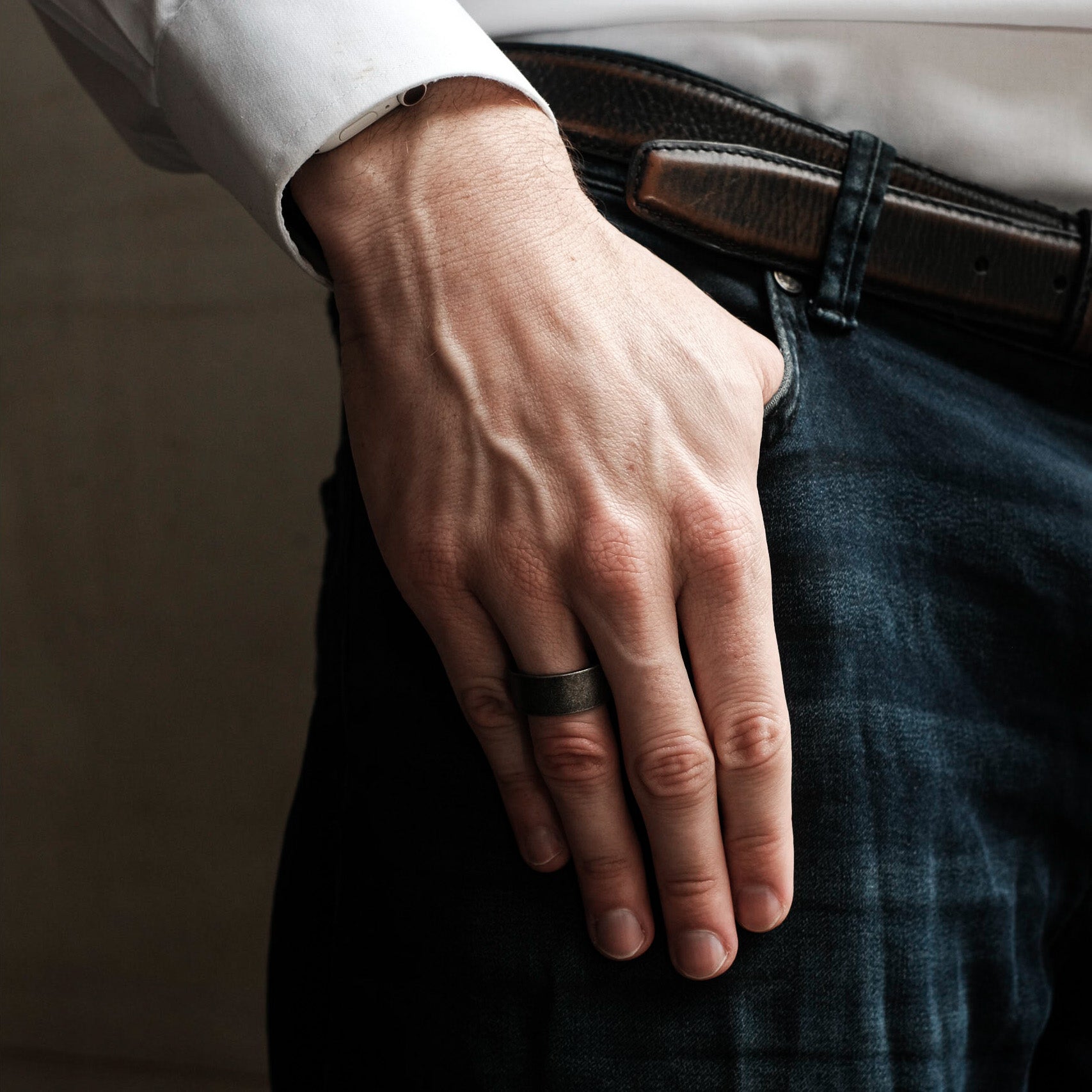 The Enforcer - Brushed Titanium Ring