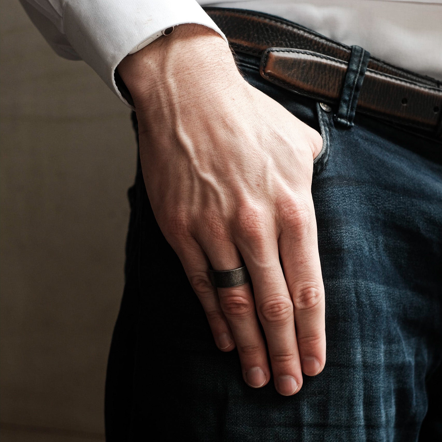 The Enforcer - Brushed Titanium Ring