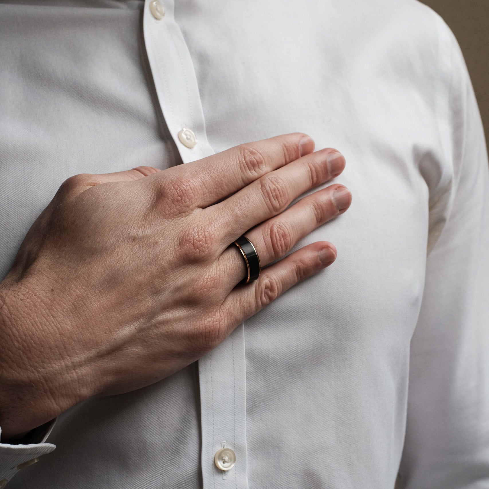 The Supreme - Black Brushed Gold Edged Tungsten Ring