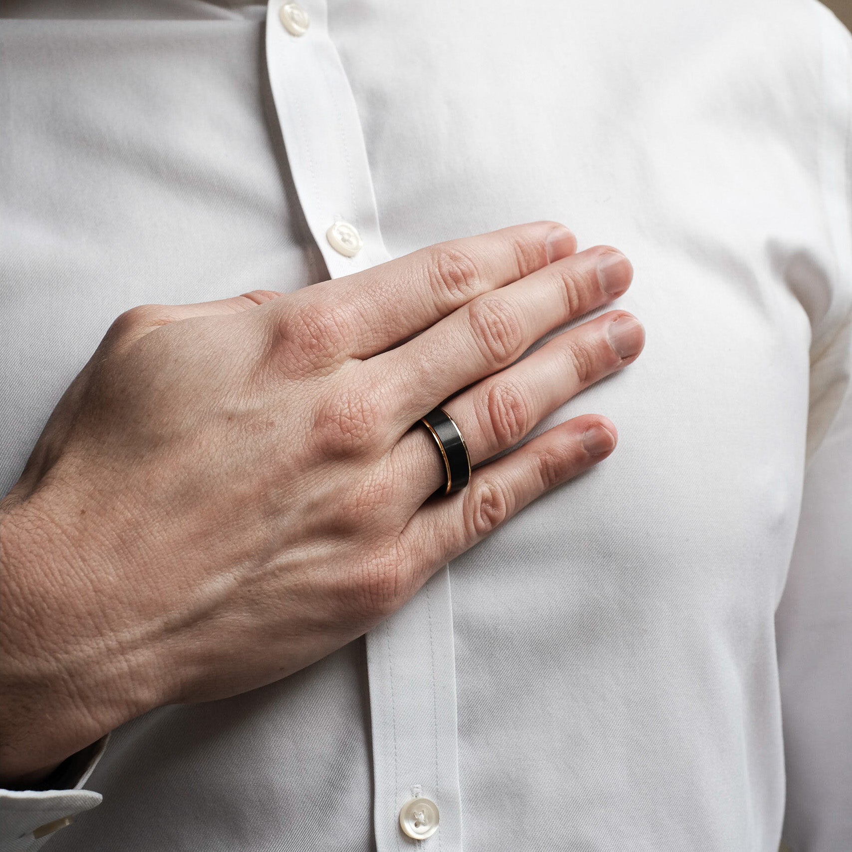 The Supreme - Black Brushed Gold Edged Tungsten Ring