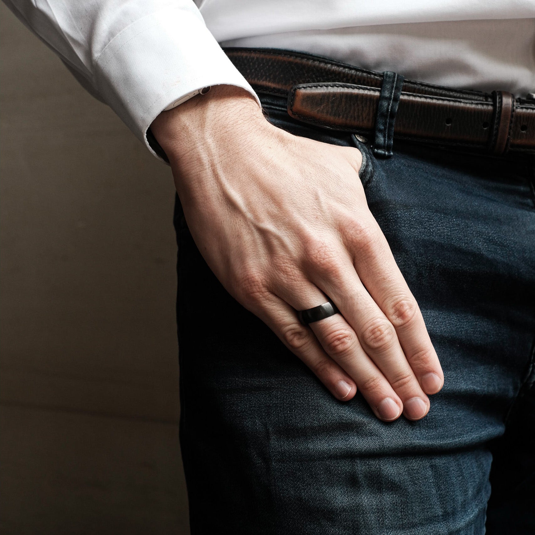 The Crusader - Brushed Titanium Ring