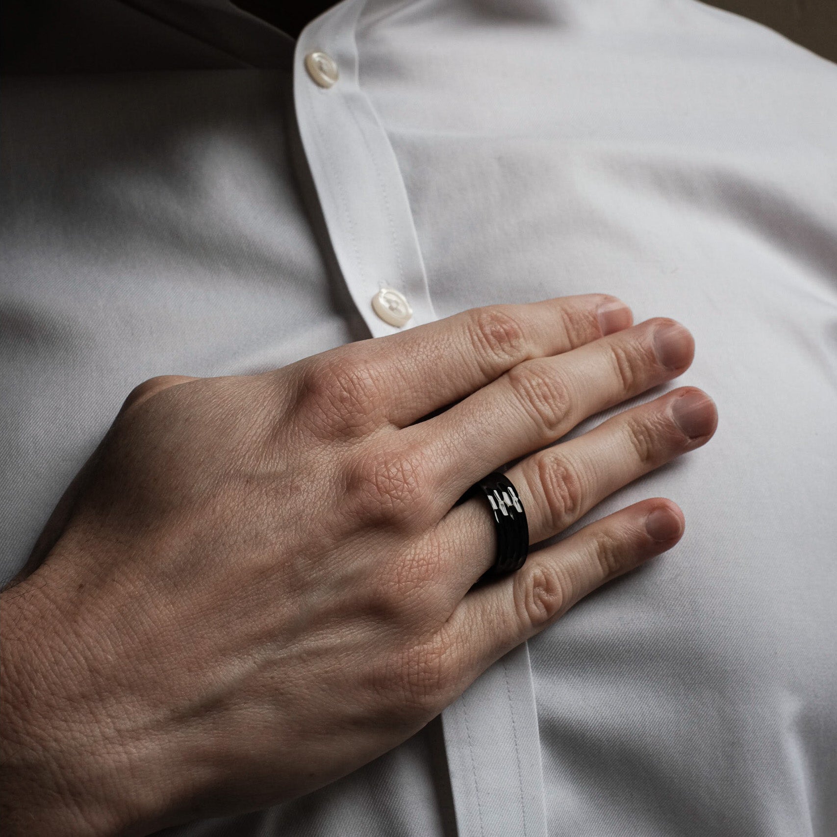 The Titan - Hammered Titanium Ring