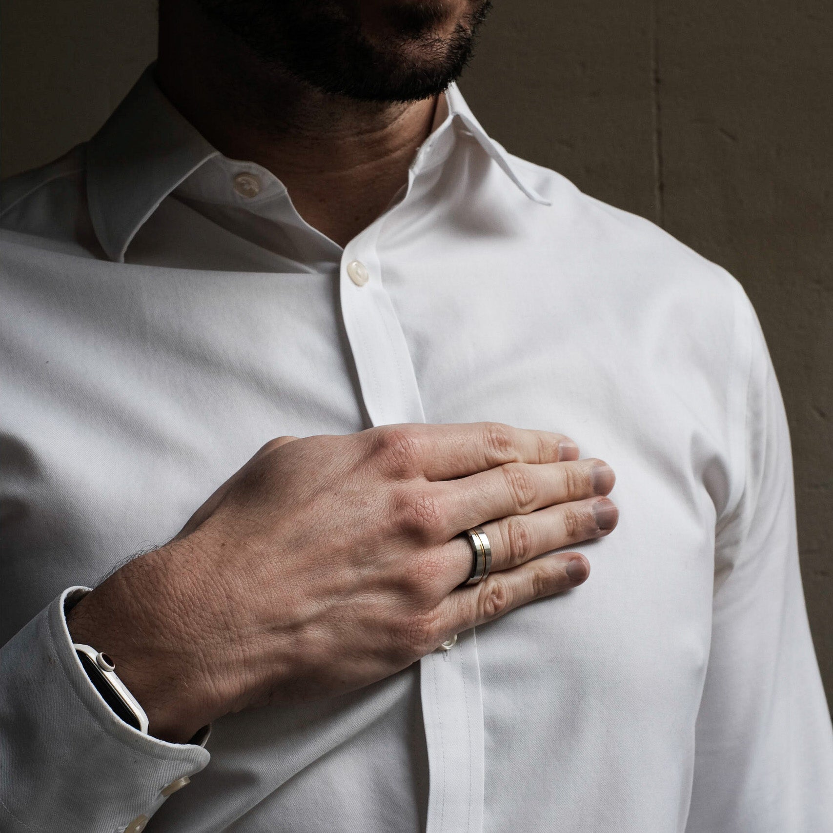 The Finley - Brushed Beveled Titanium Ring