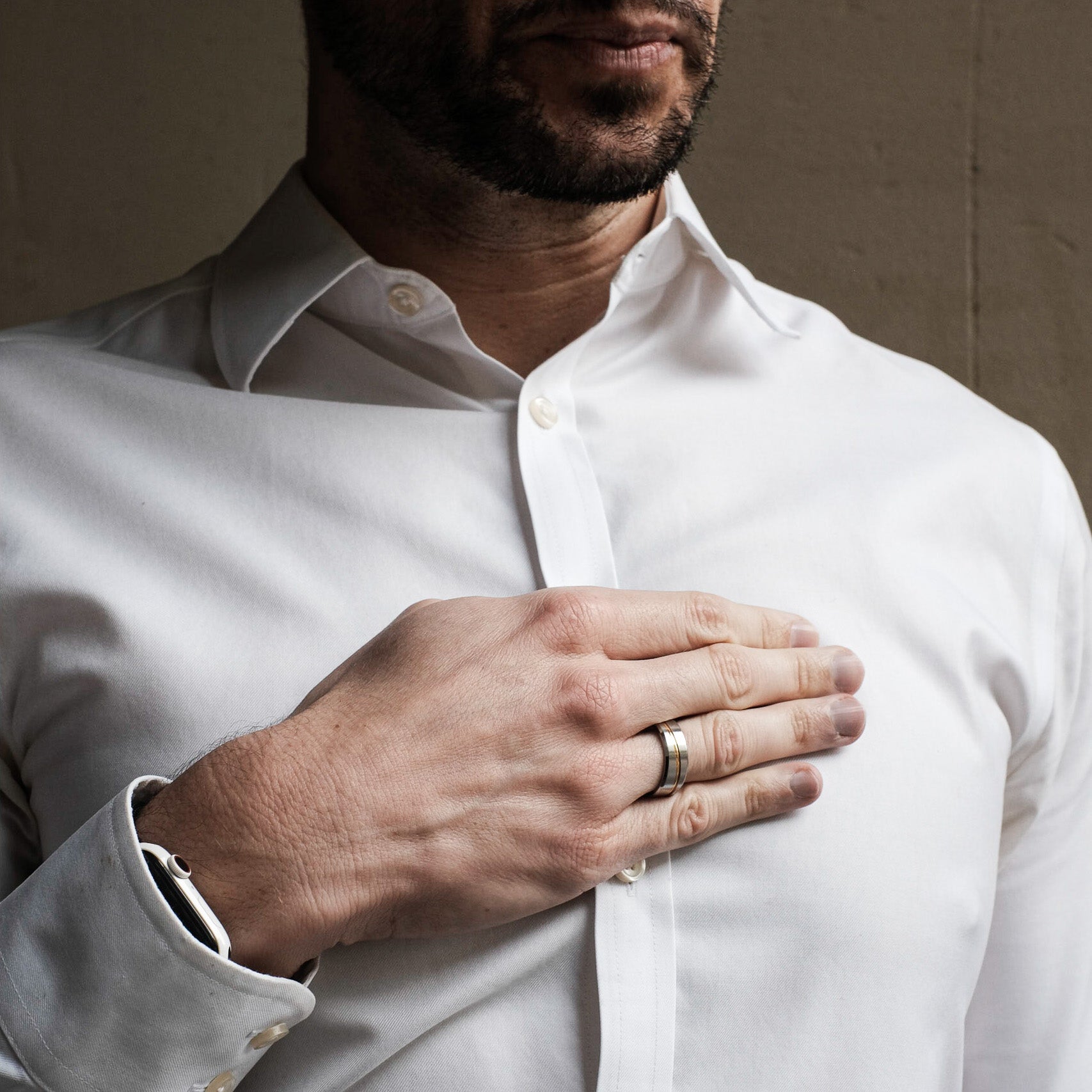 The Finley - Brushed Beveled Titanium Ring