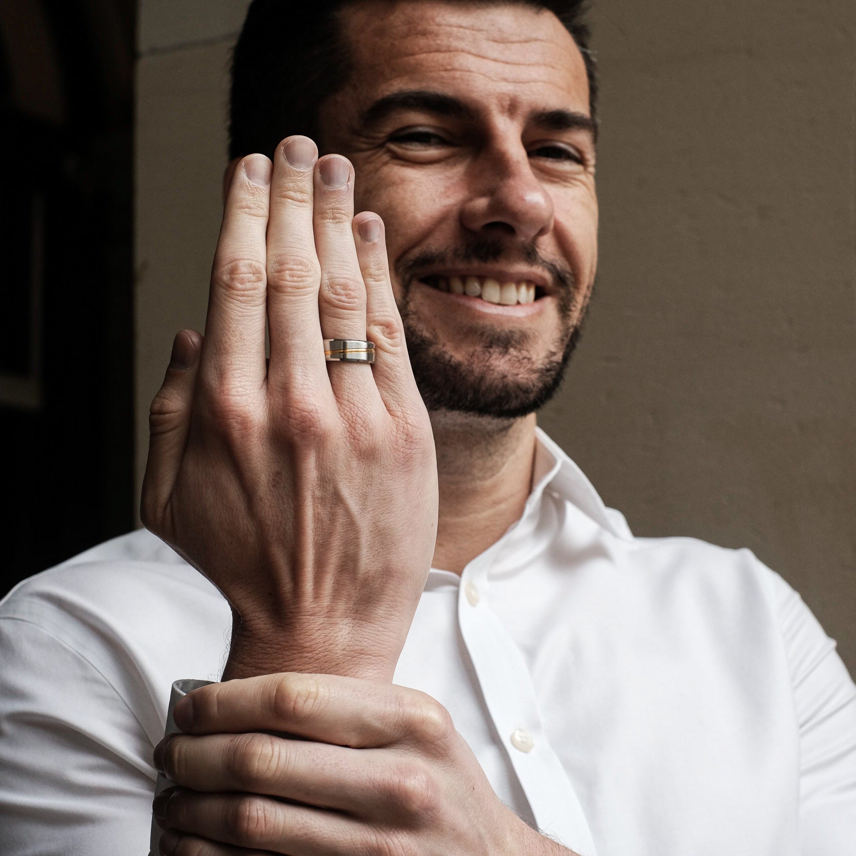 The Finley - Brushed Beveled Titanium Ring