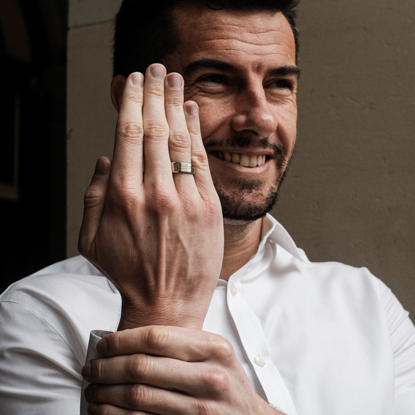 The Finley - Brushed Beveled Titanium Ring