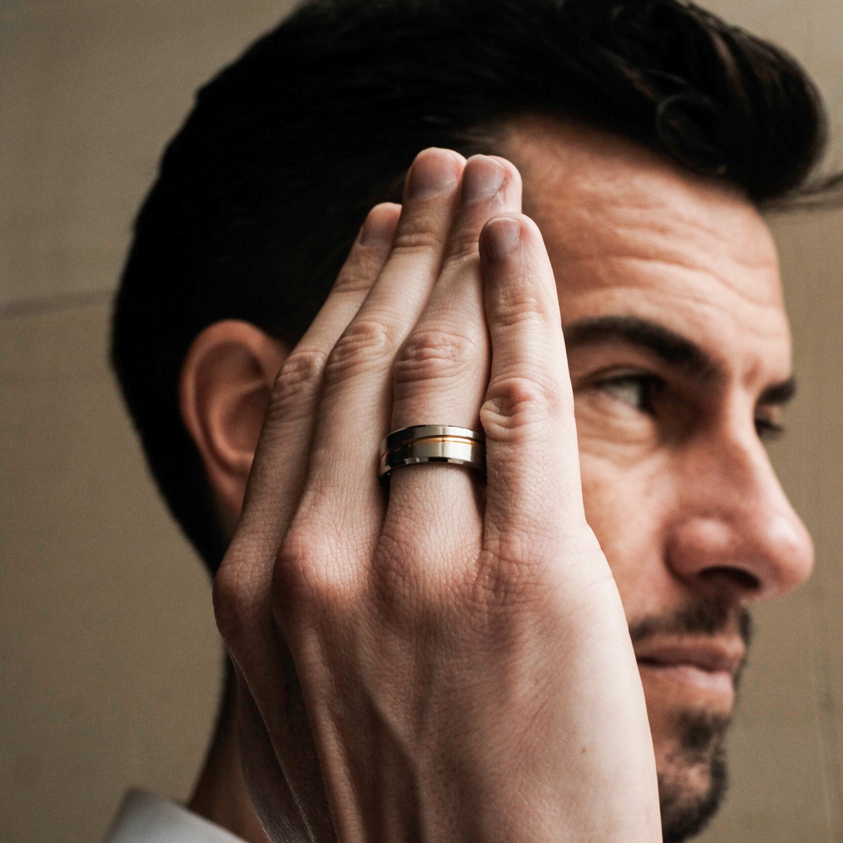 The Finley - Brushed Beveled Titanium Ring