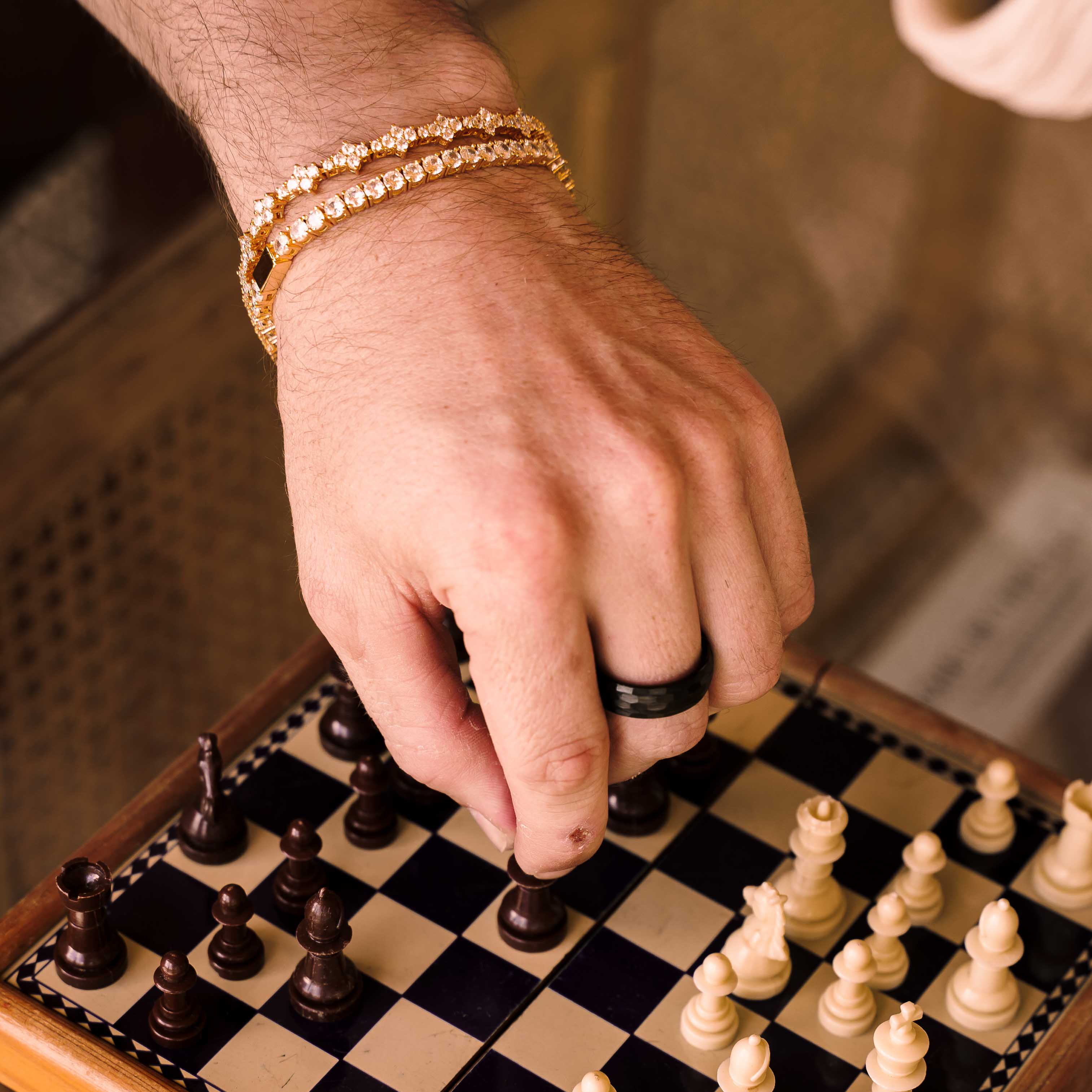 Clover Tennis Iced Chain Bracelet (Gold)