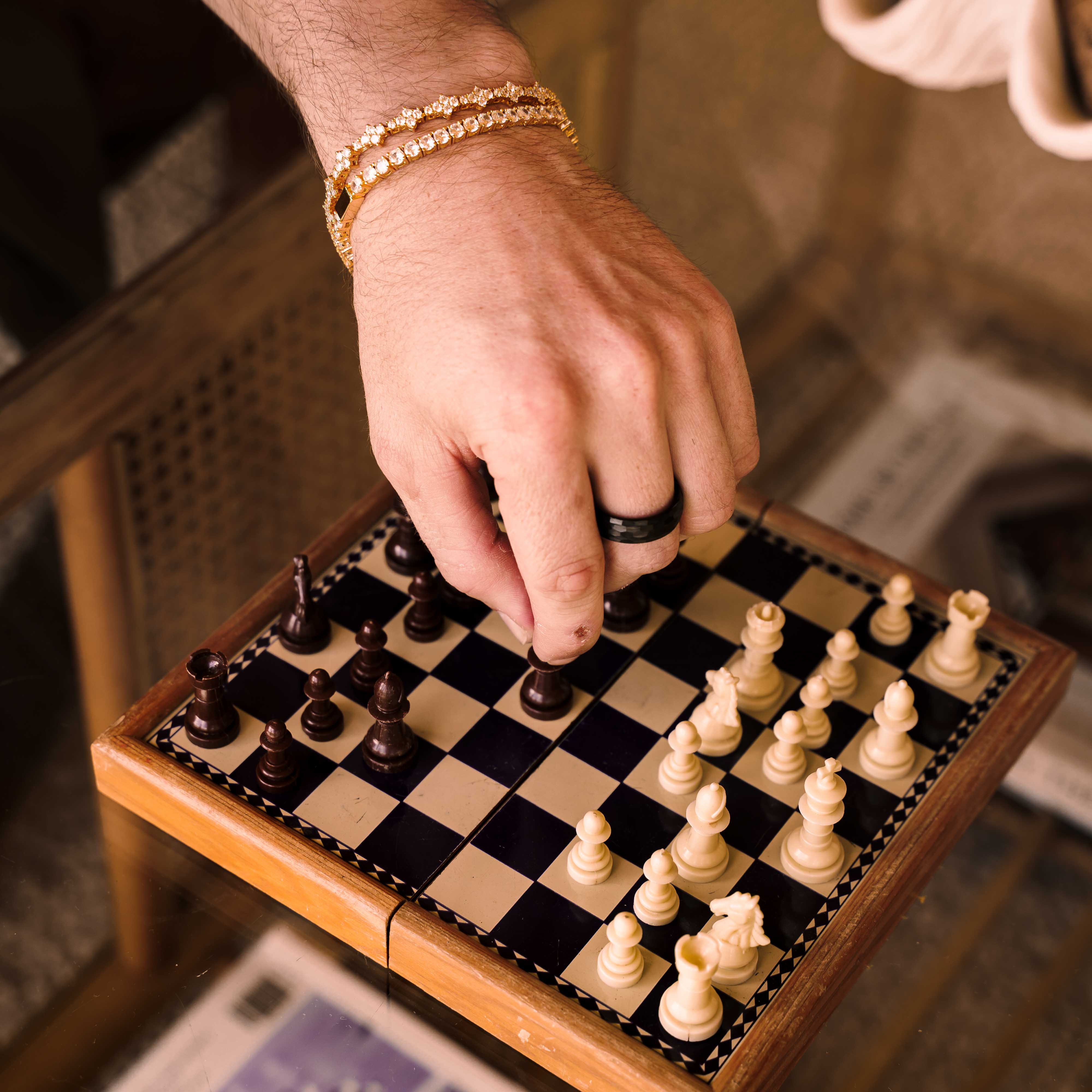 Clover Tennis Iced Chain Bracelet (Gold)