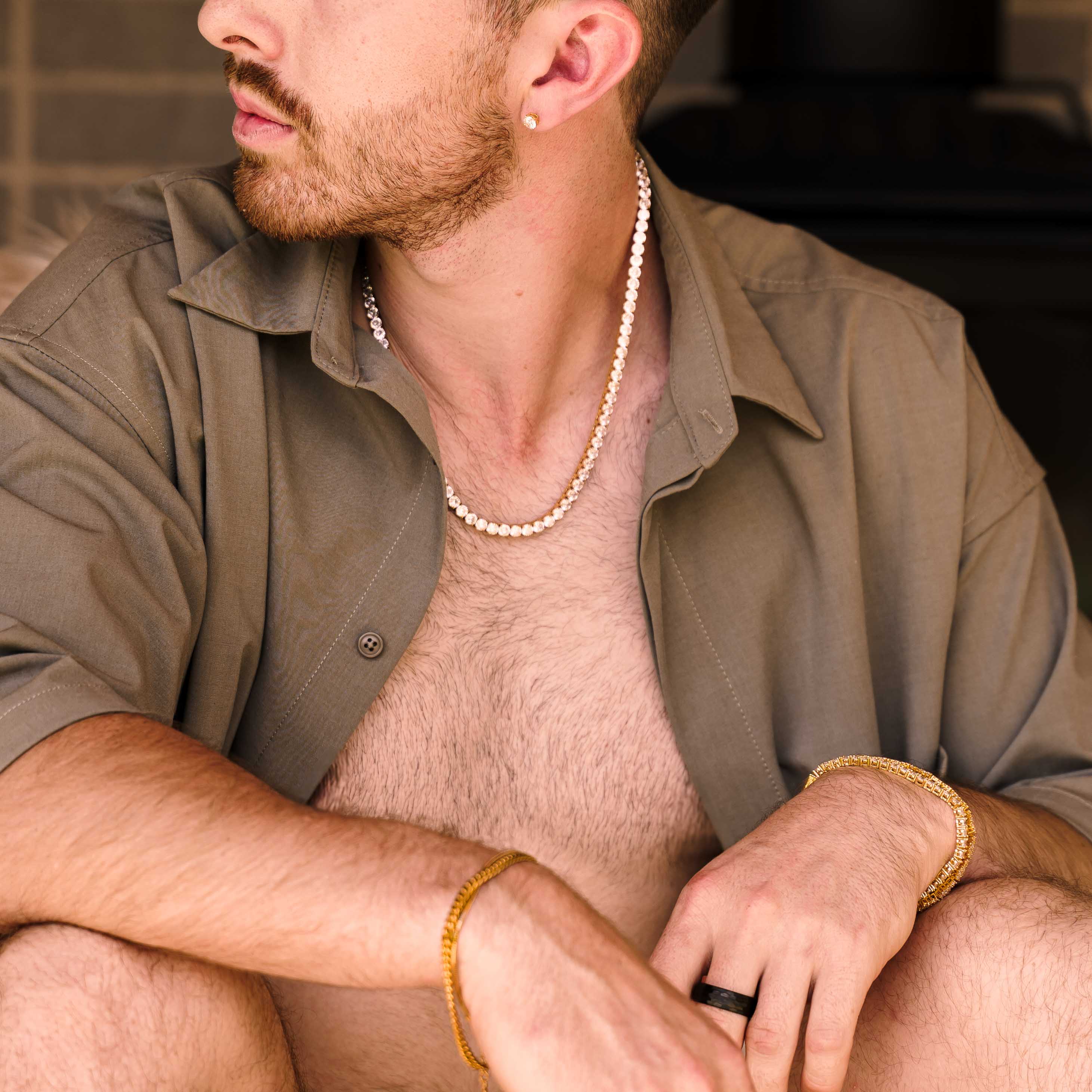 Tennis Chain Necklace (Gold)