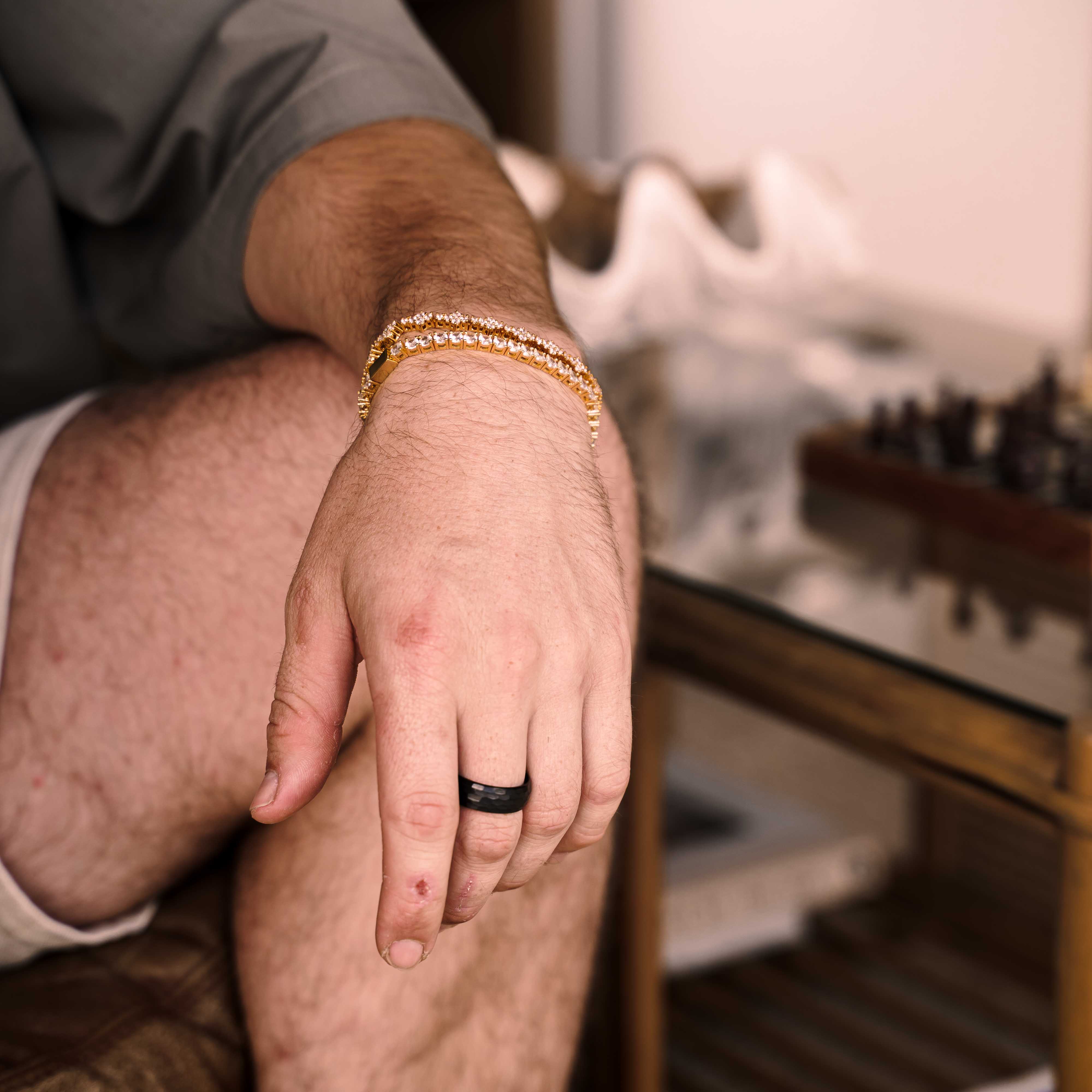 Clover Tennis Iced Chain Bracelet (Gold)