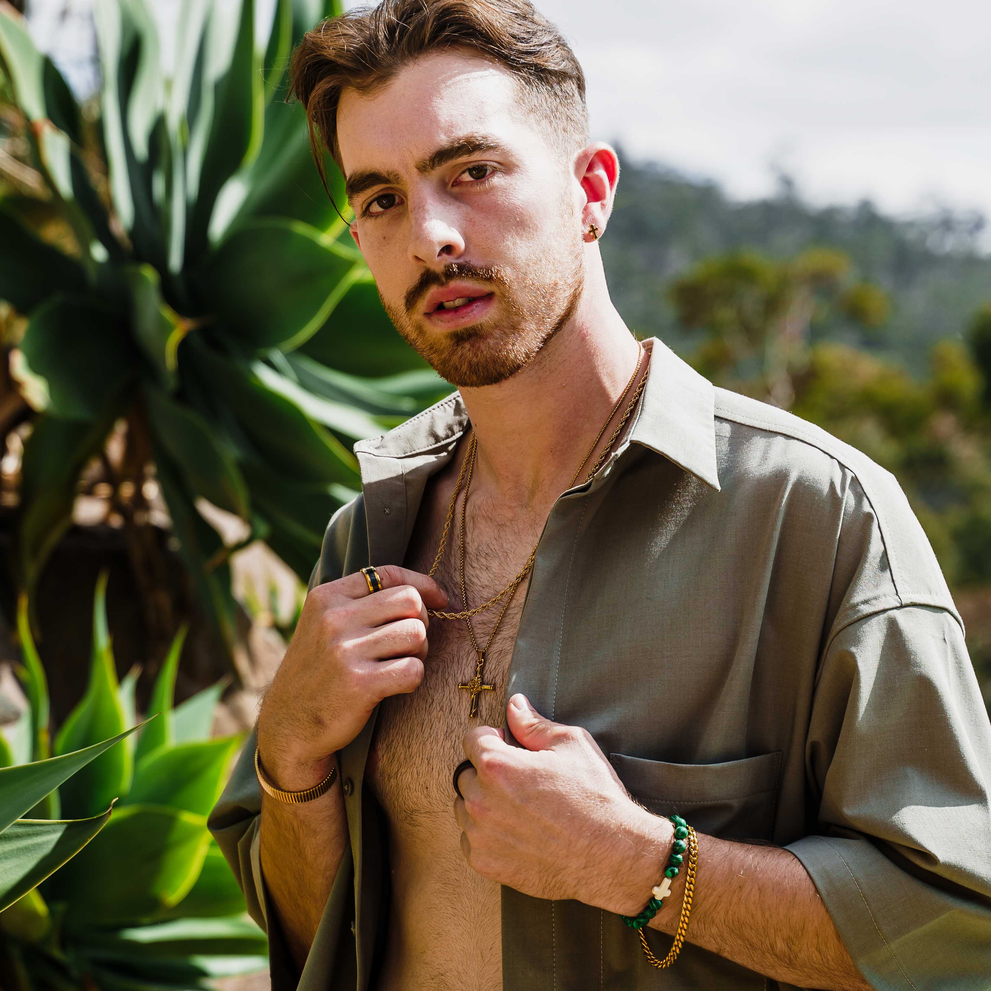 Malachite Cross Beaded Bracelet
