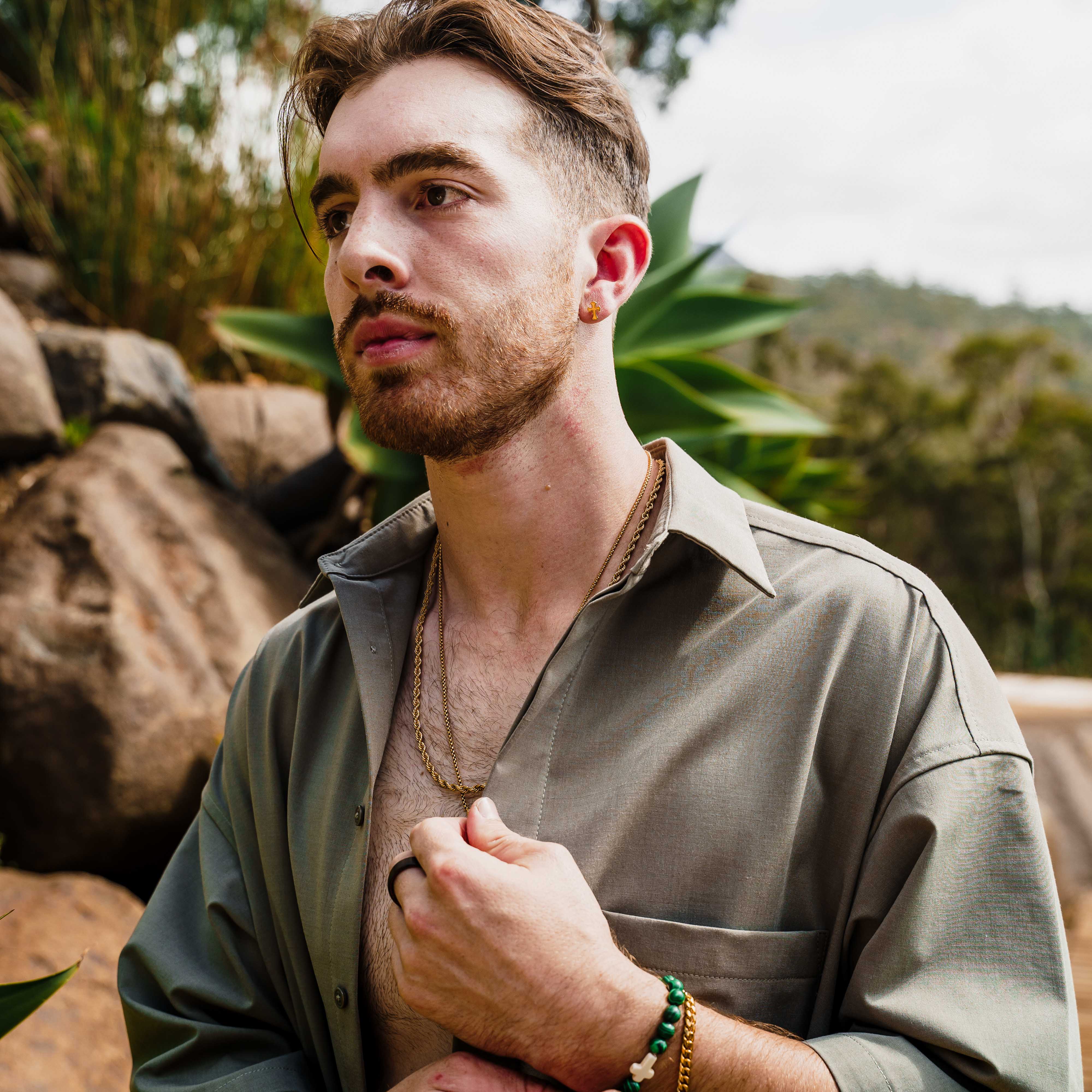 Apollo Cross Stud Earrings (Black)