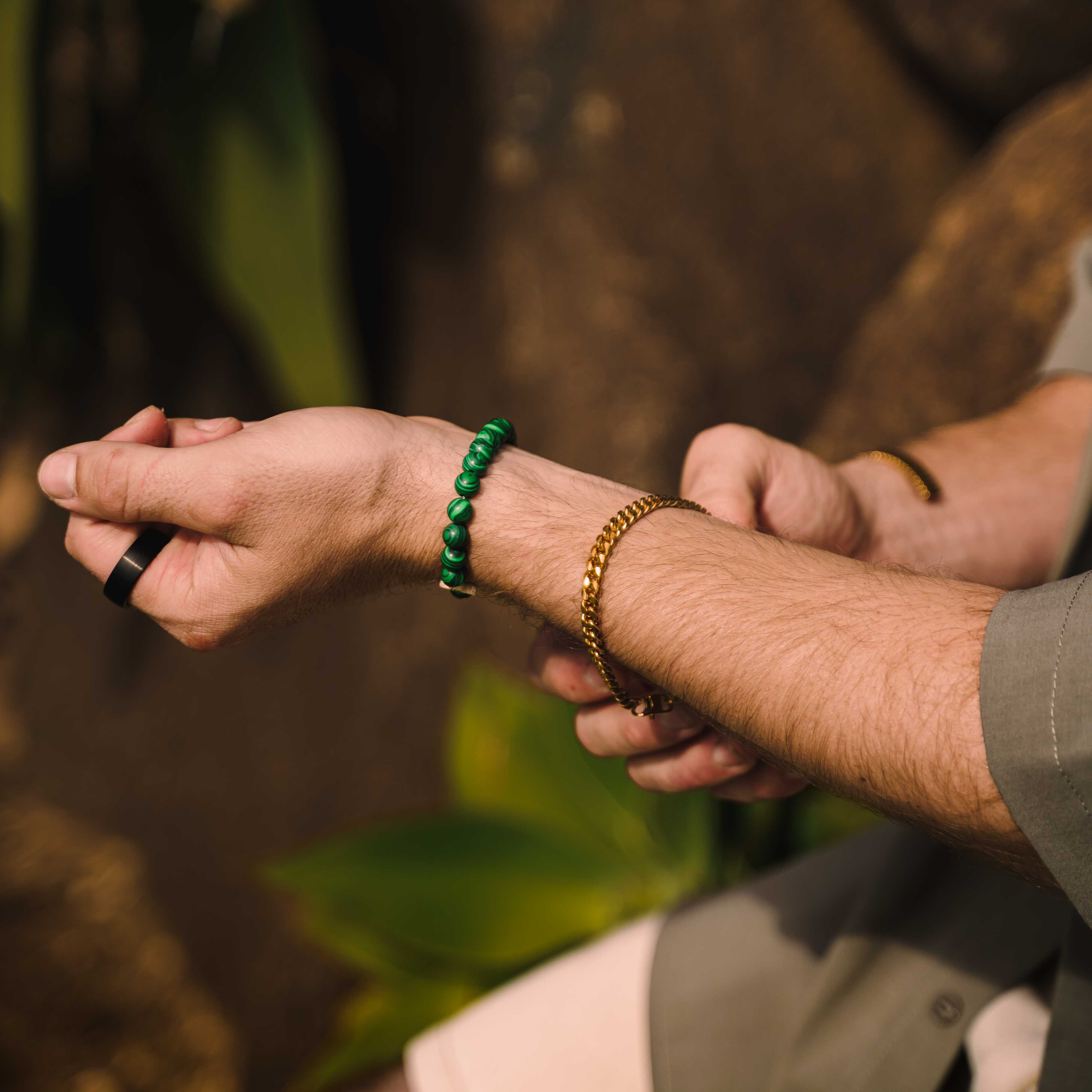 Malachite Cross Beaded Bracelet
