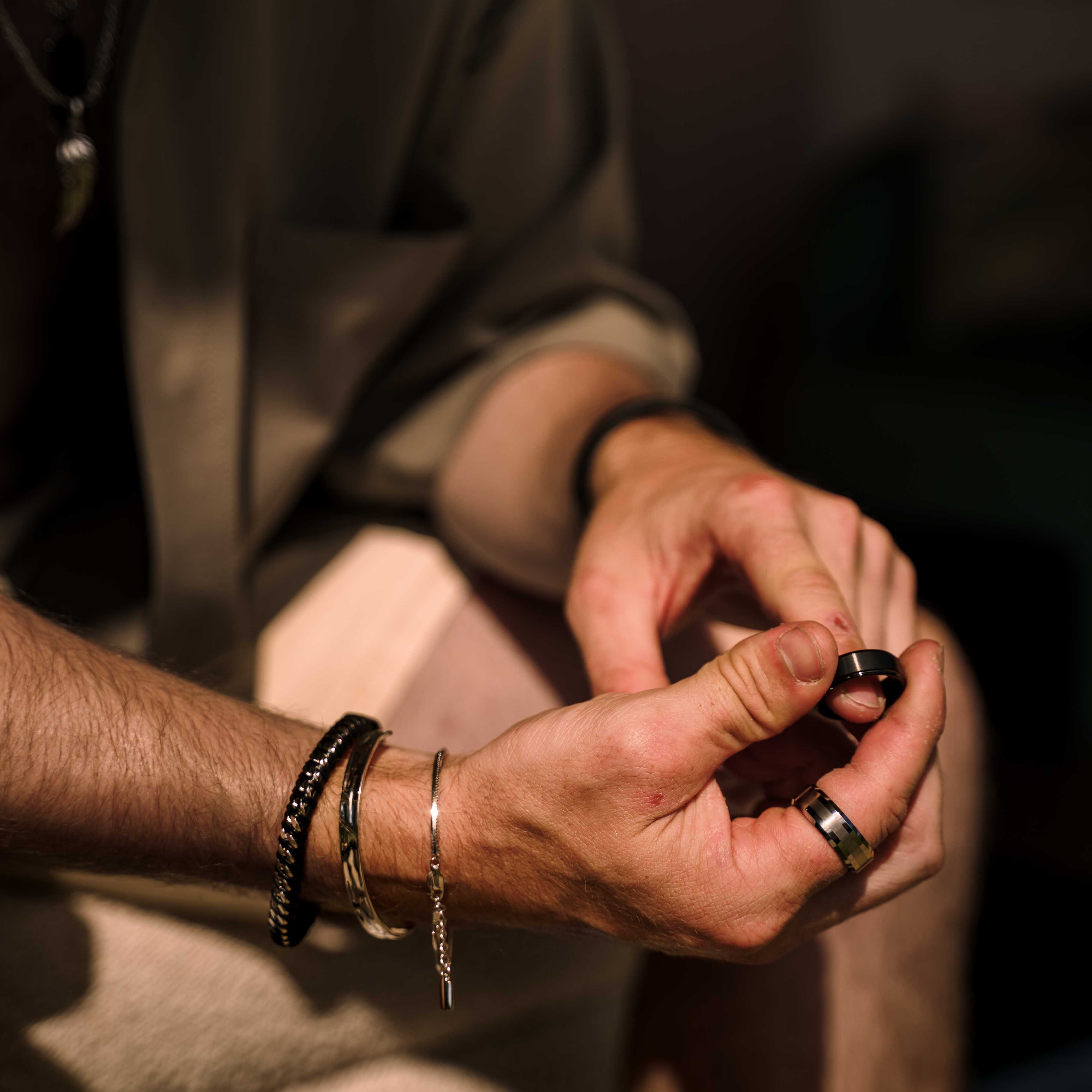 Black Leather Cuban Stainless Steel Bracelet