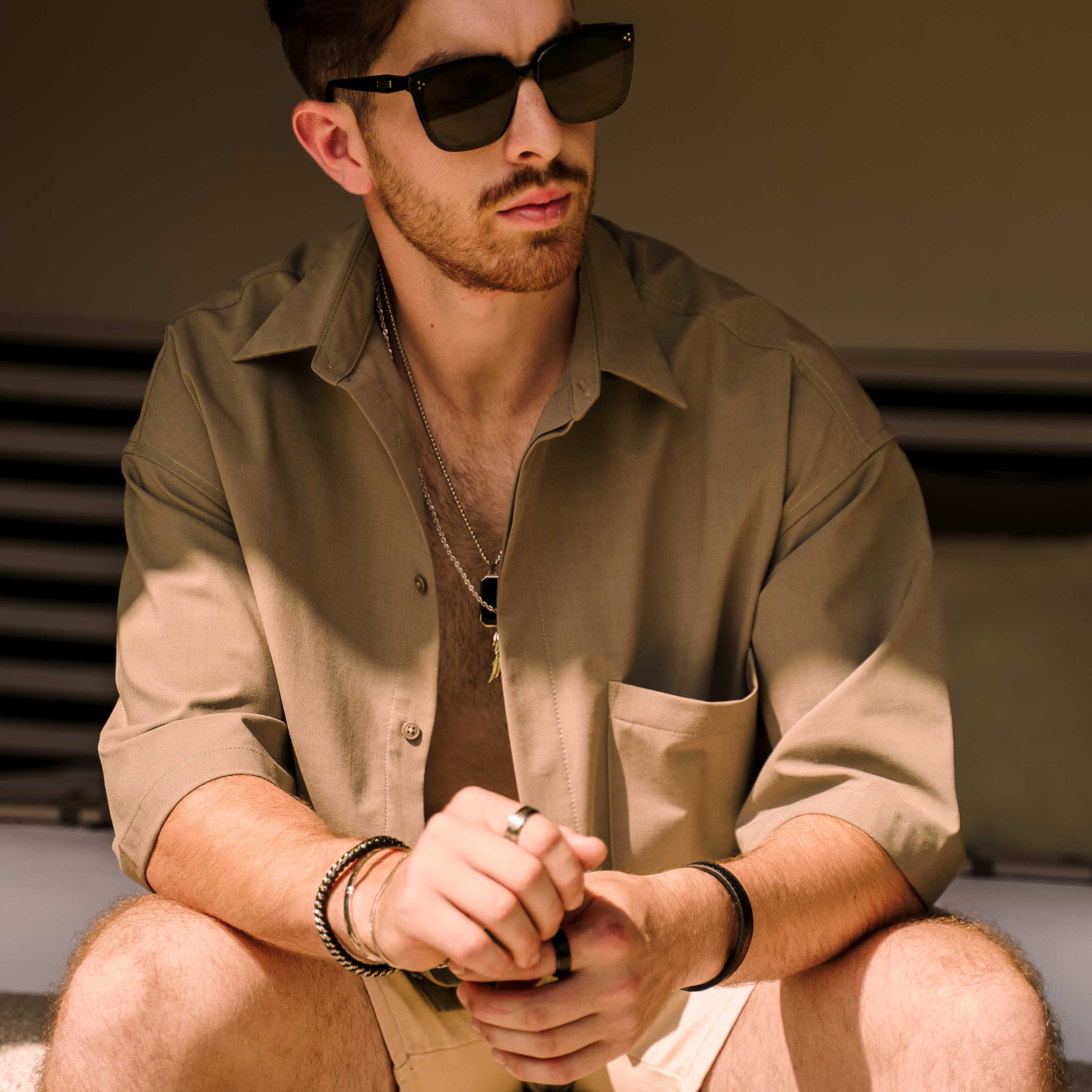 Black Leather Cuban Stainless Steel Bracelet