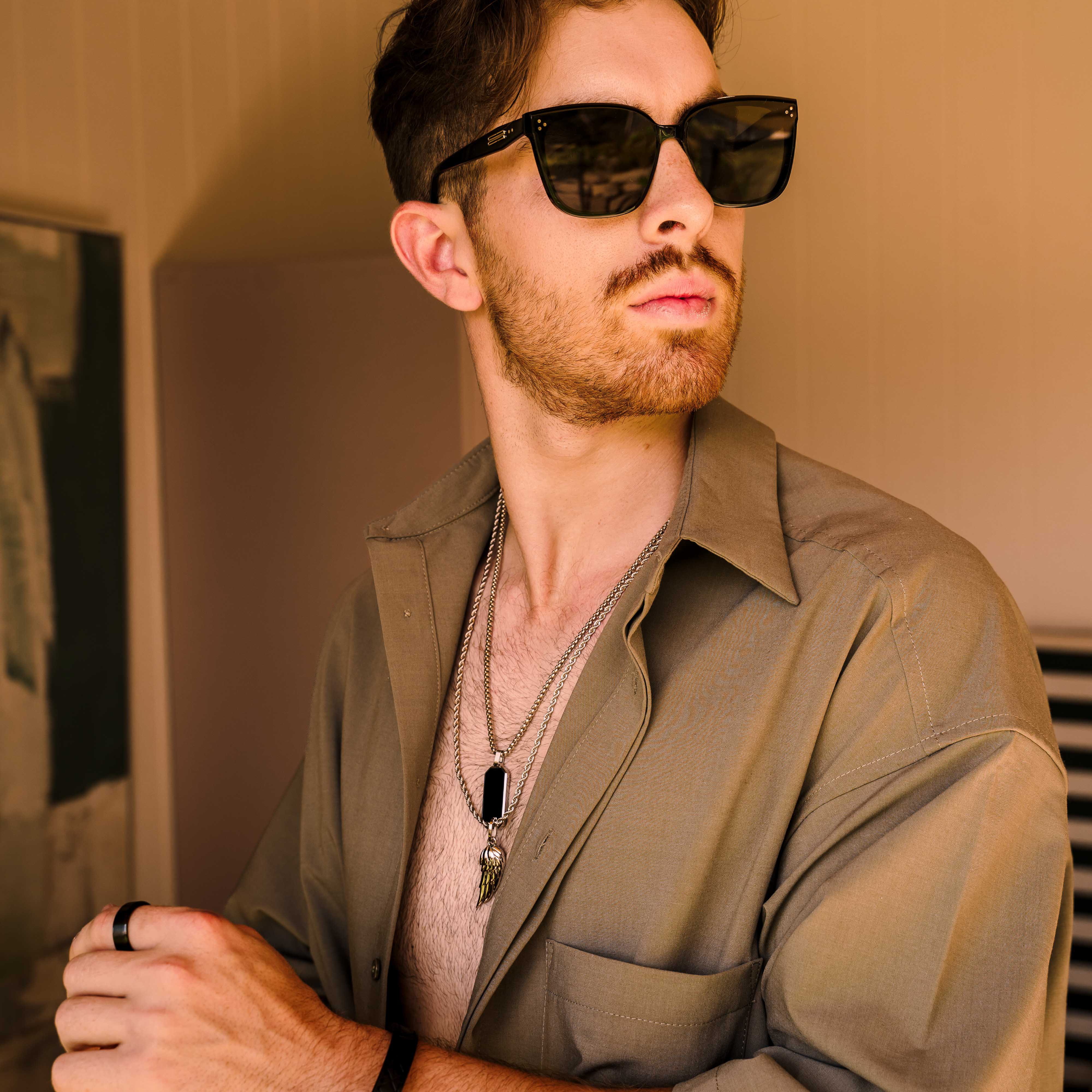 Dog Tag Lacquered Pendant Necklace (Silver)