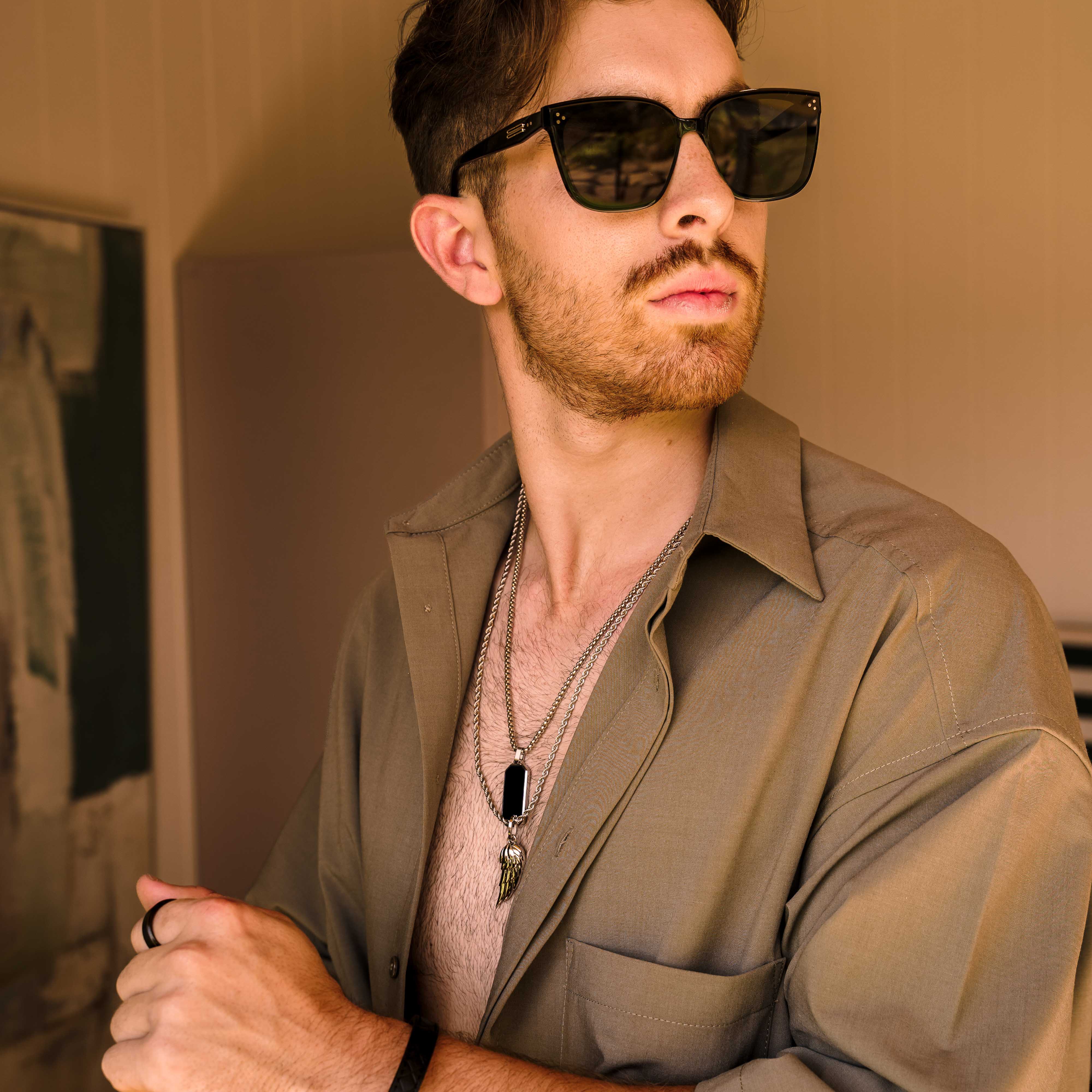 Angel Wing Twist Chain Necklace (Silver)