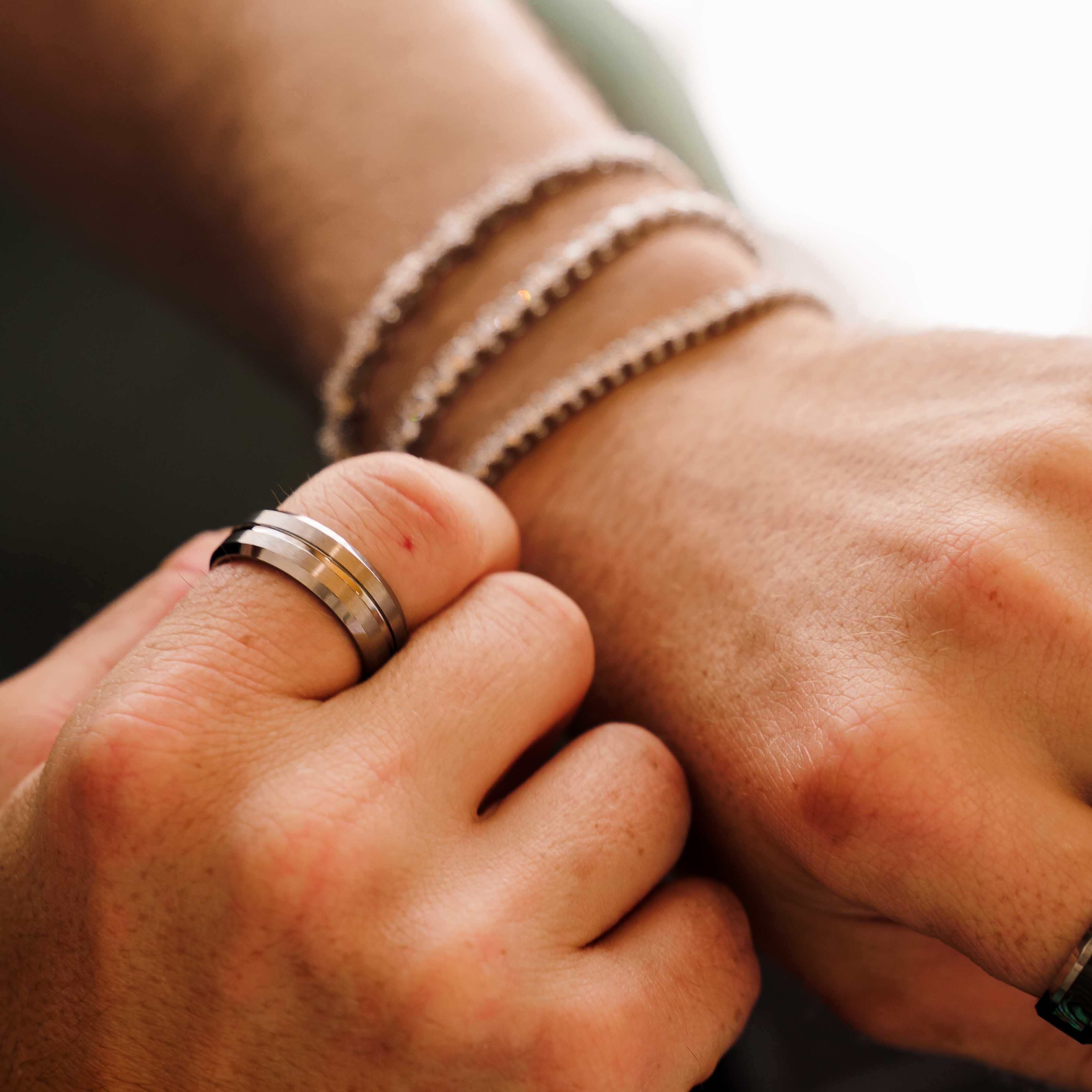 The Monarch - Silver Brushed Beveled Tungsten Ring