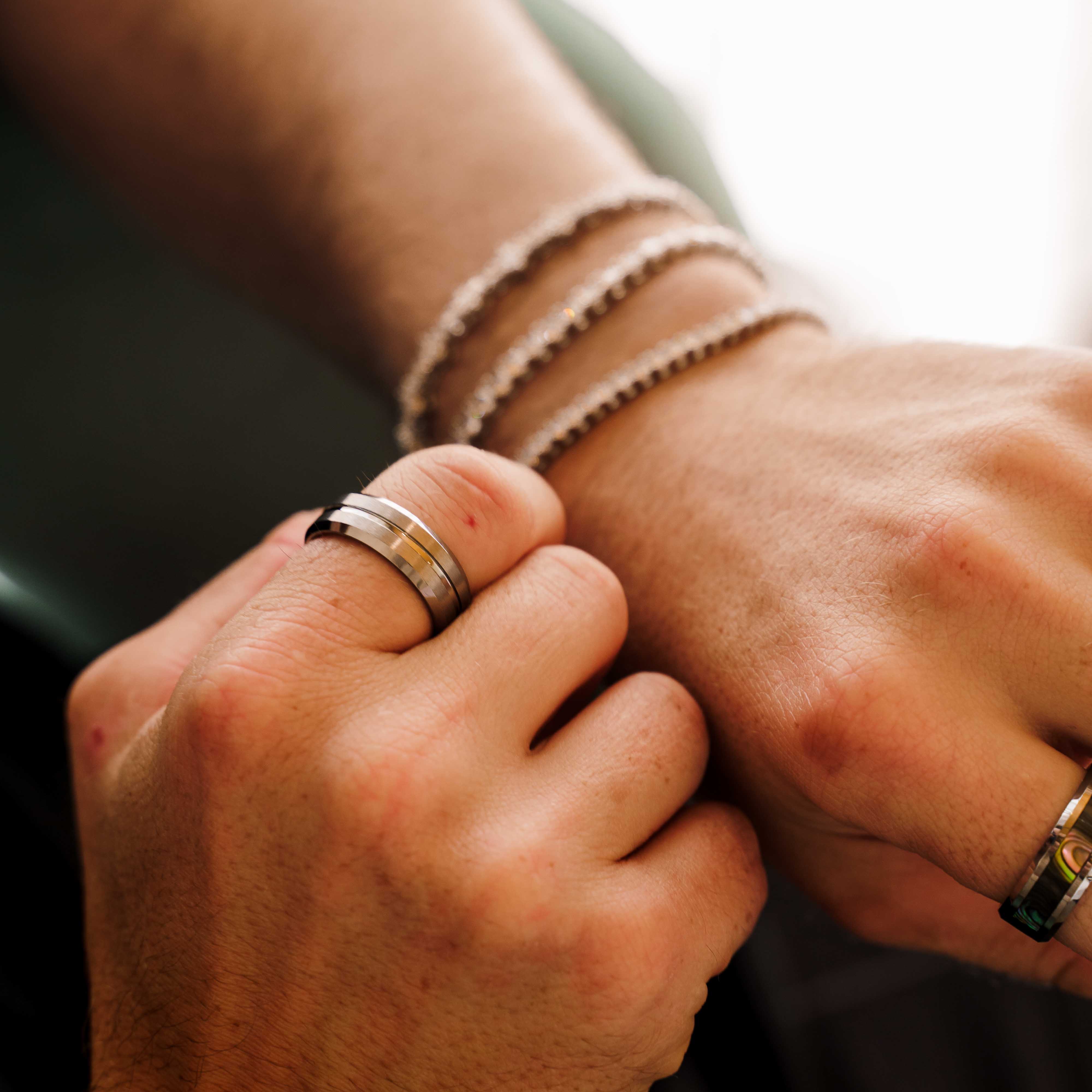 The Monarch - Silver Brushed Beveled Tungsten Ring