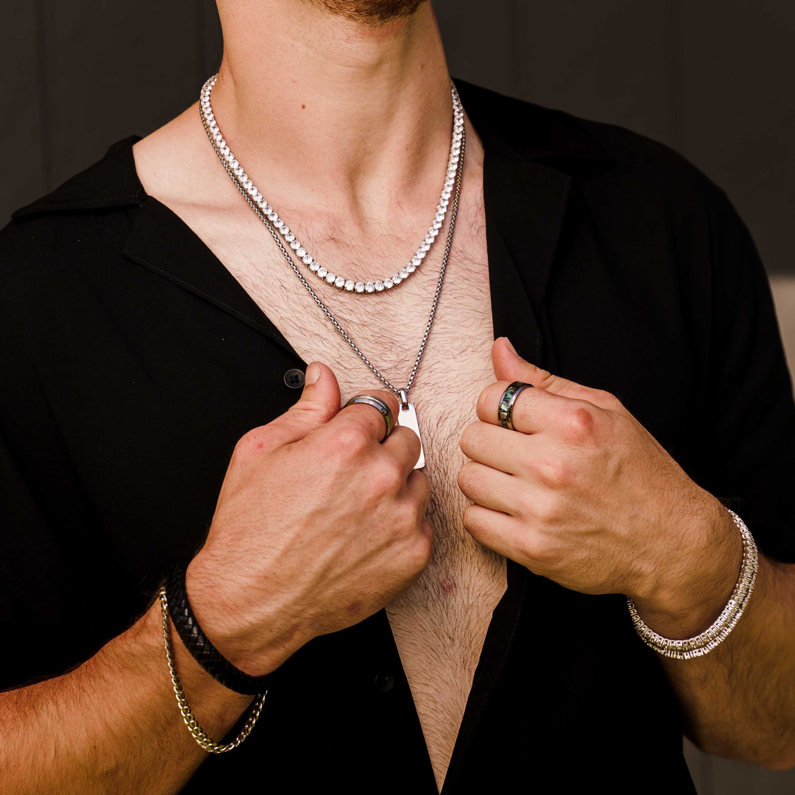 The Whirlwind - Silver Abalone Tungsten Ring