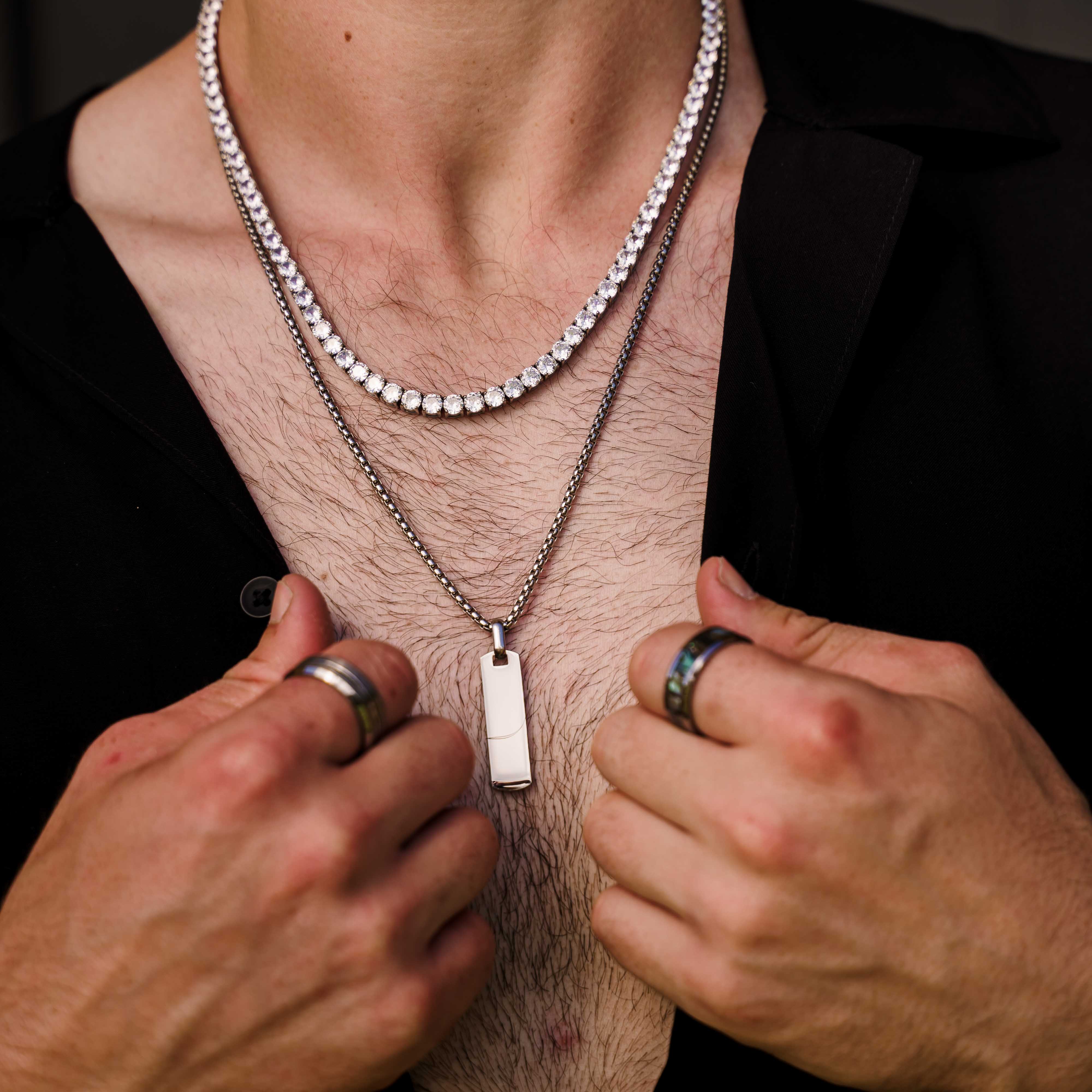 Tennis Chain Necklace (Silver)