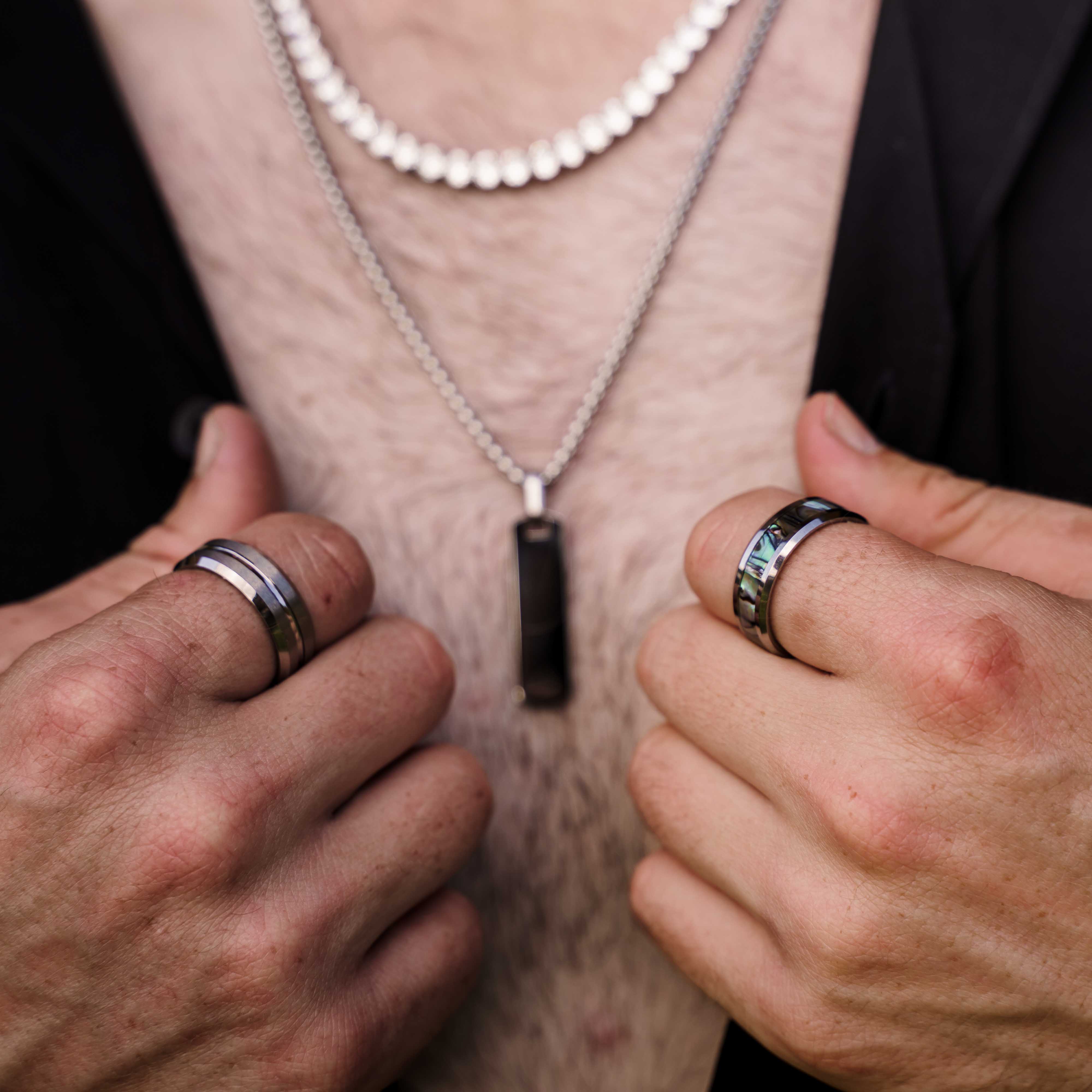 The Monarch - Silver Brushed Beveled Tungsten Ring