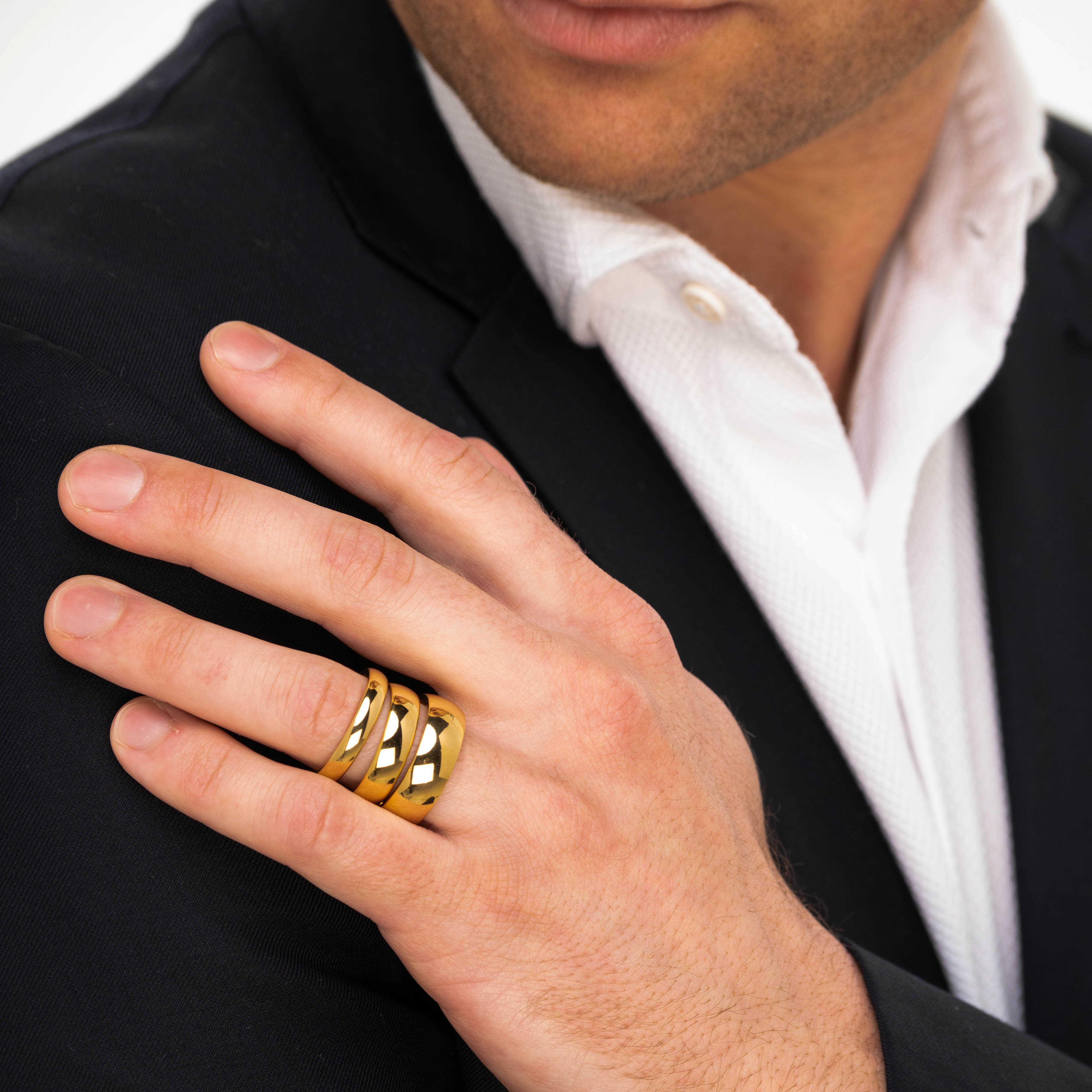 The Bond - Women's Gold 4mm Tungsten Gloss Finish Curved Ring