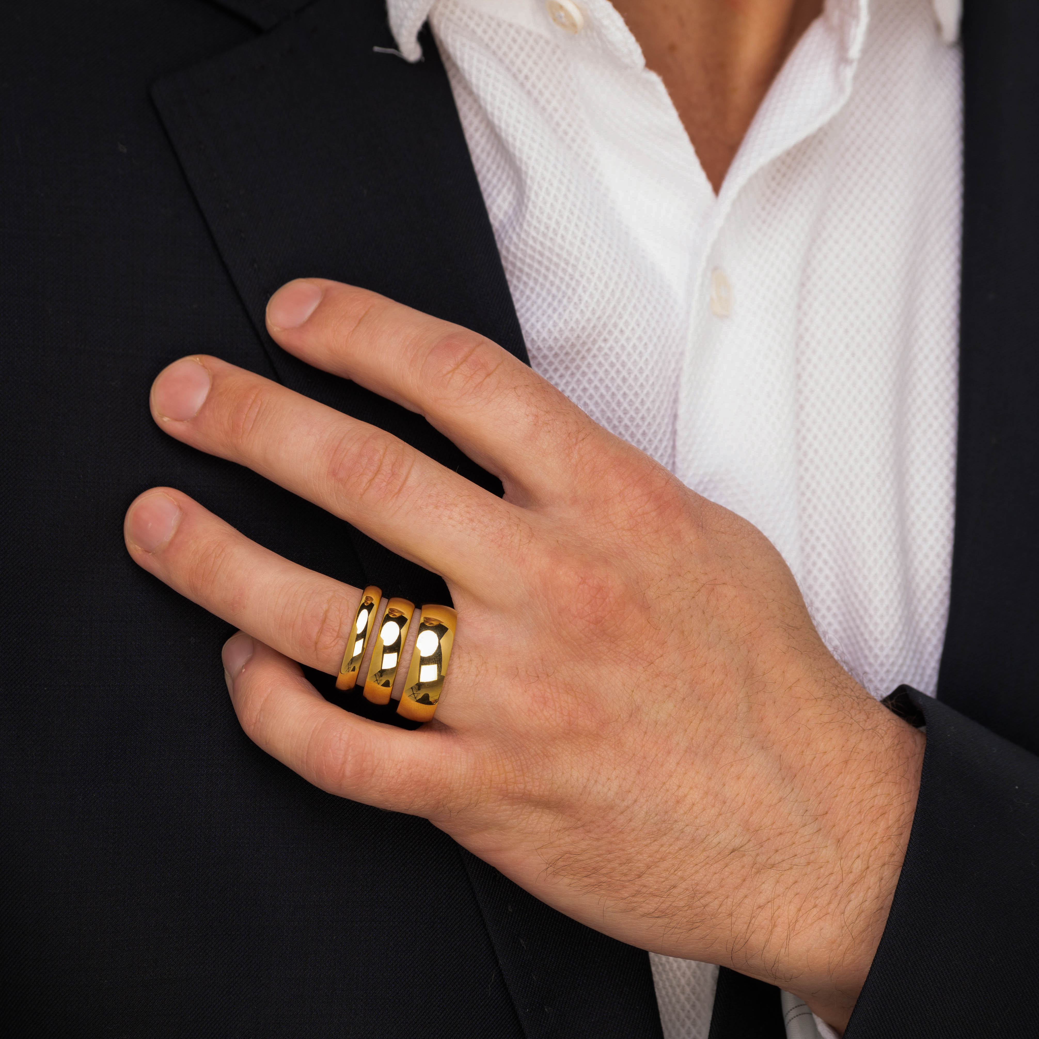 The Bond - Women's Gold 4mm Tungsten Gloss Finish Curved Ring